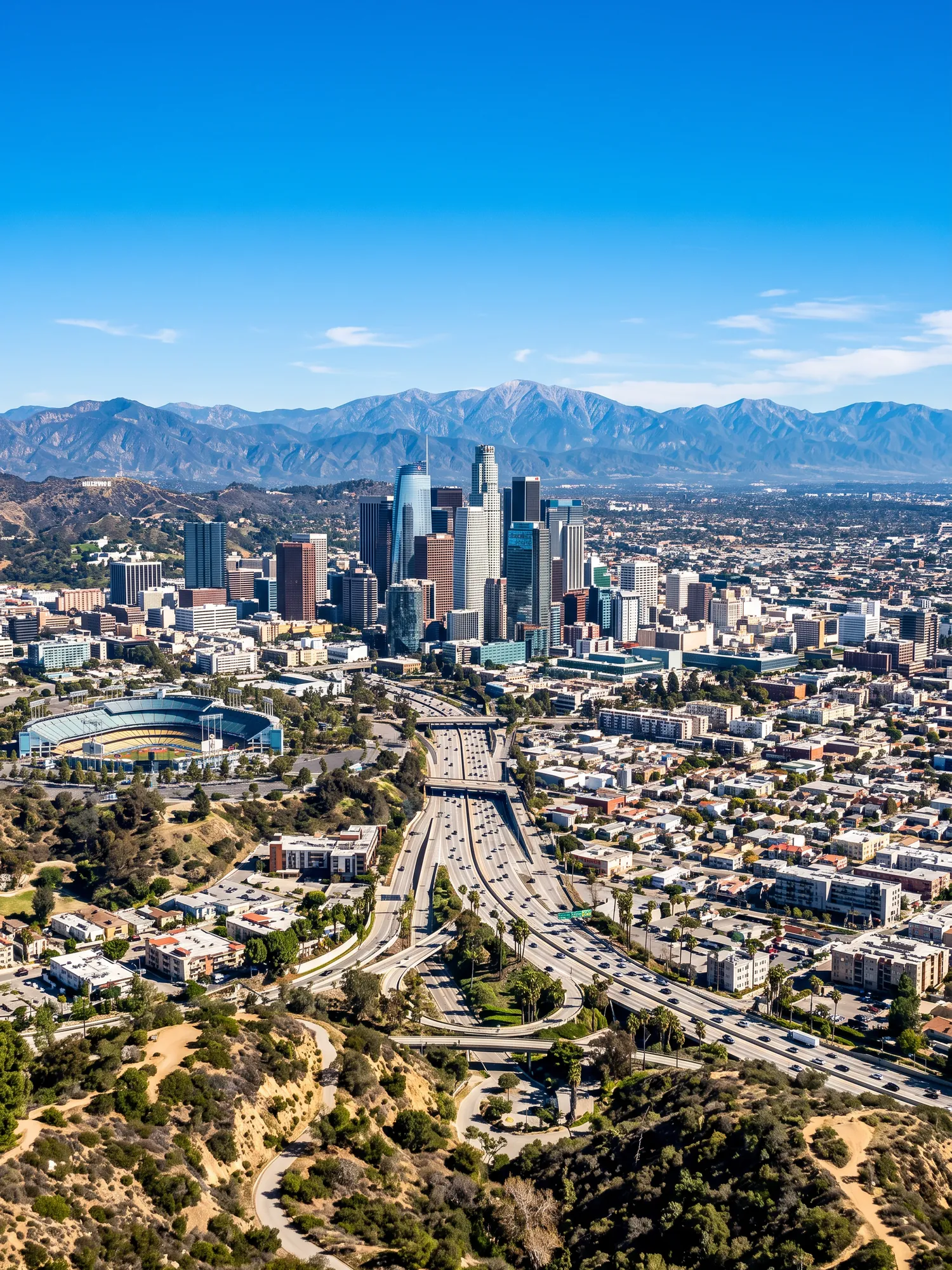 Image of Panoramic Cityscape View Of Los Angeles In Bright Daylight