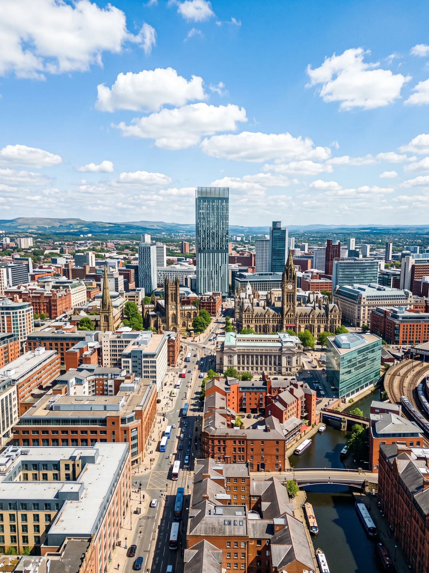 Image of Panoramic Cityscape View Of Manchester In Bright Daylight