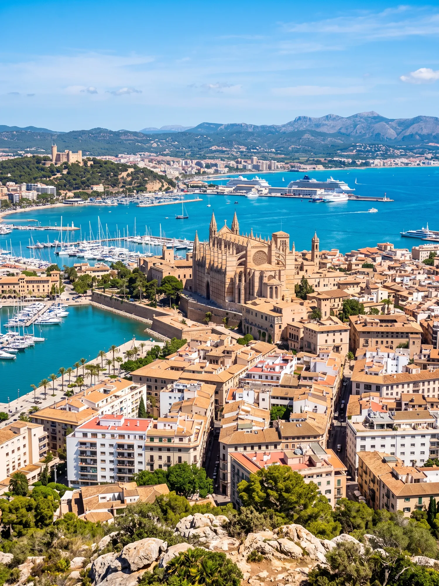Image of Panoramic Cityscape View Of Palma De Mallorca In Bright Daylight