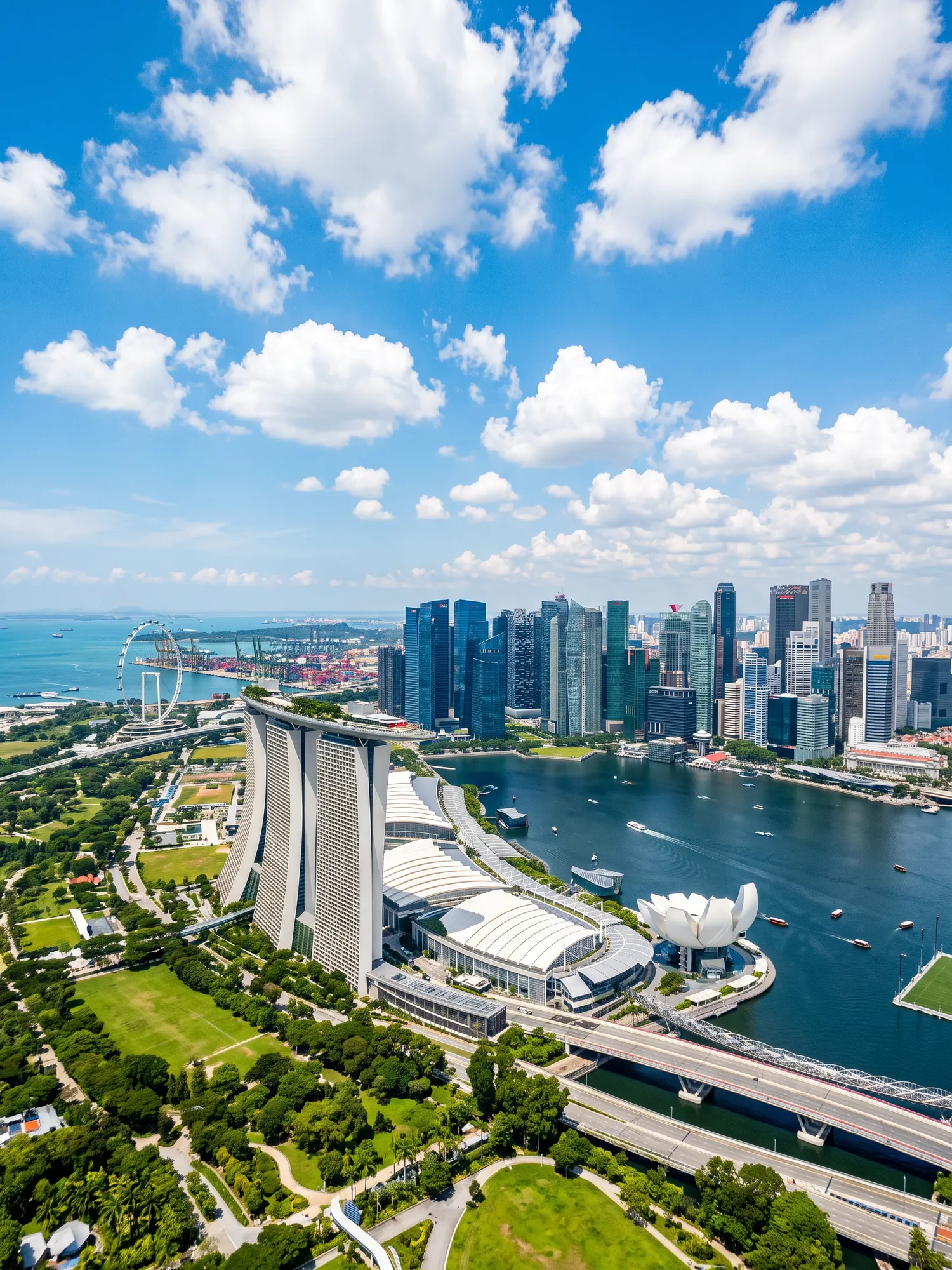 Image of Panoramic Cityscape View Of Singapore In Bright Daylight