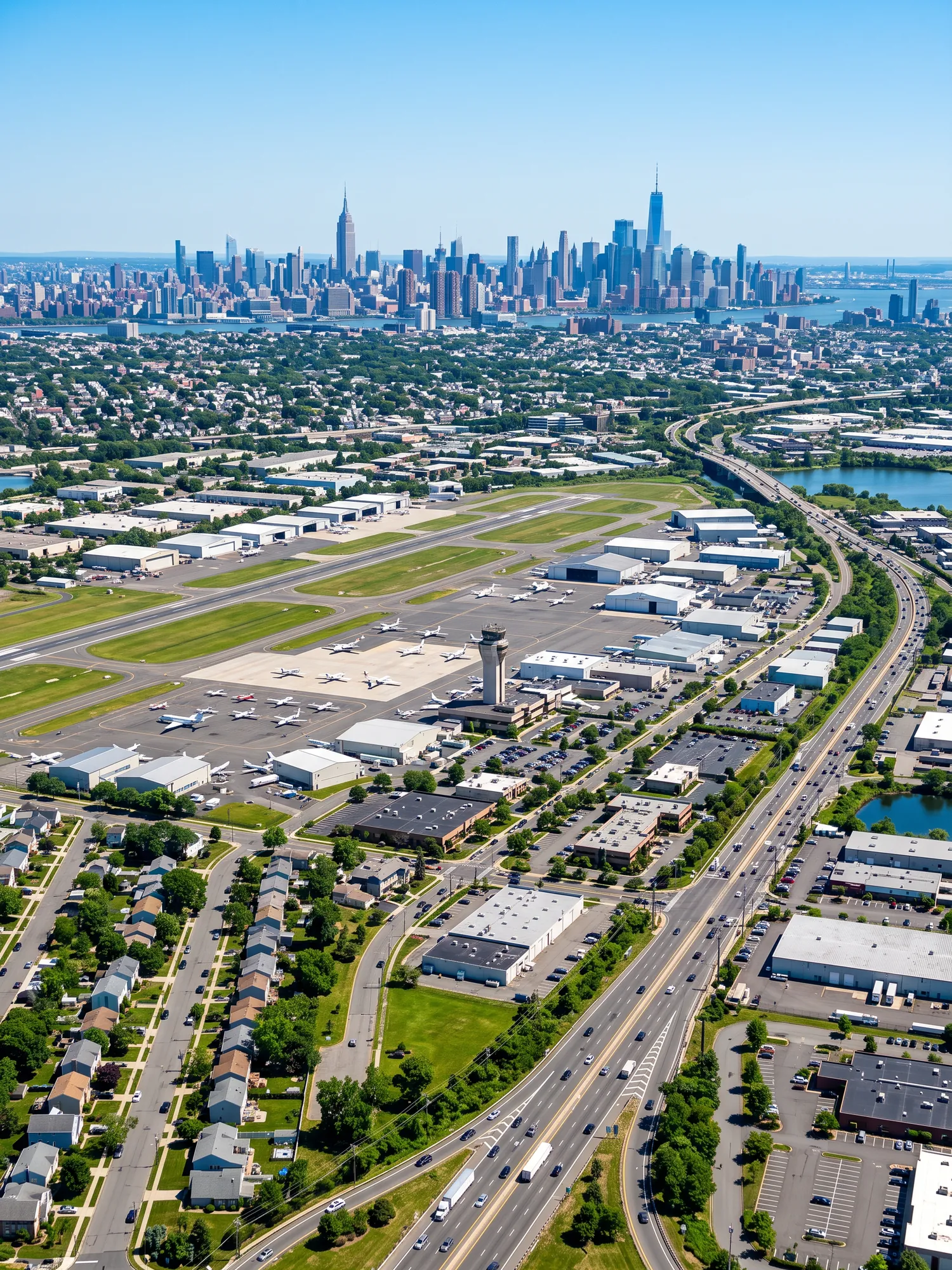 Image of Panoramic Cityscape View Of Teterboro In Bright Daylight