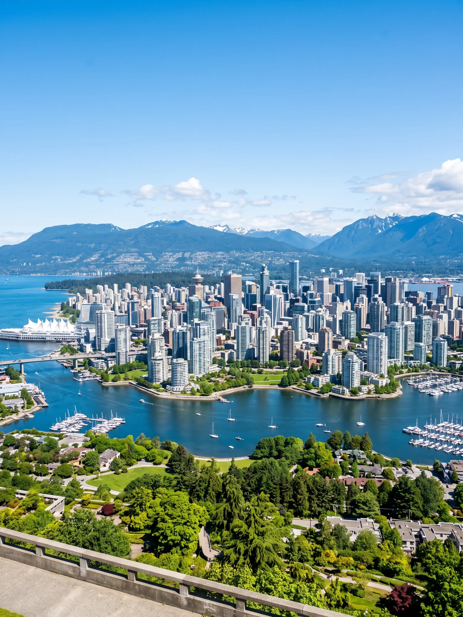 Image of Panoramic Cityscape View Of Vancouver In Bright Daylight