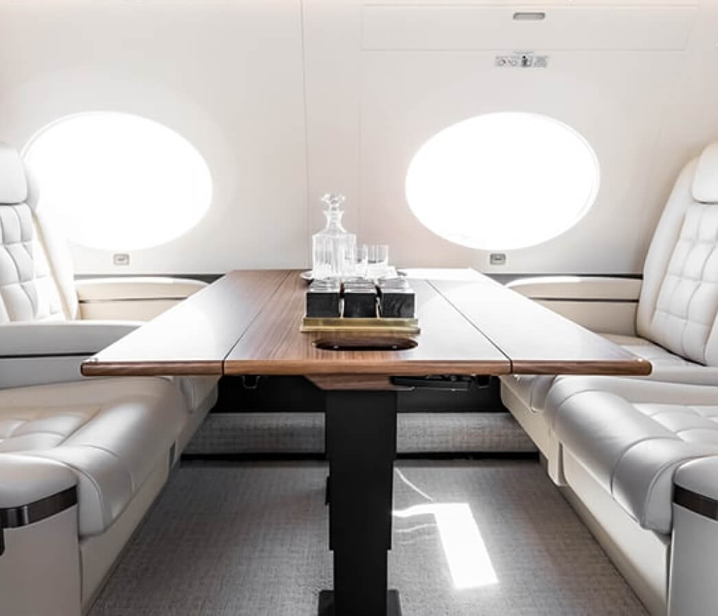 Private jet dinner table
