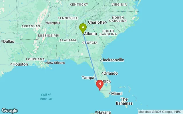 Flight path from Atlanta to Naples