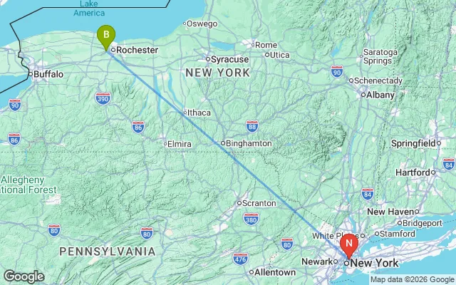 Flight path from Buffalo to New York