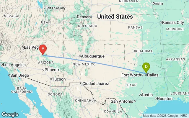Flight path from Dallas to Aspen