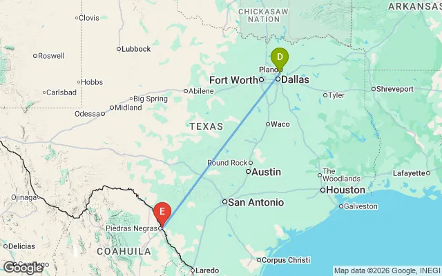 Flight path from Dallas to Eagle