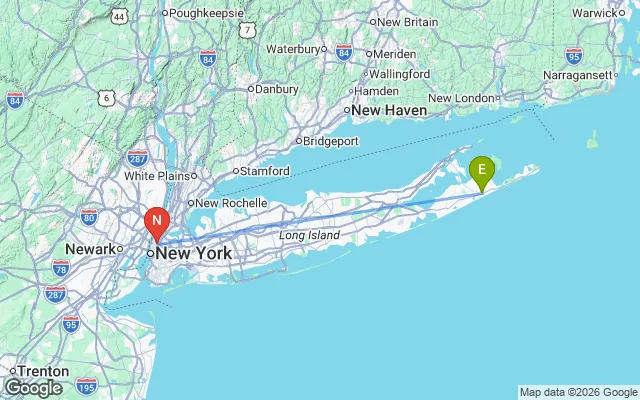 Flight path from East Hampton to New York