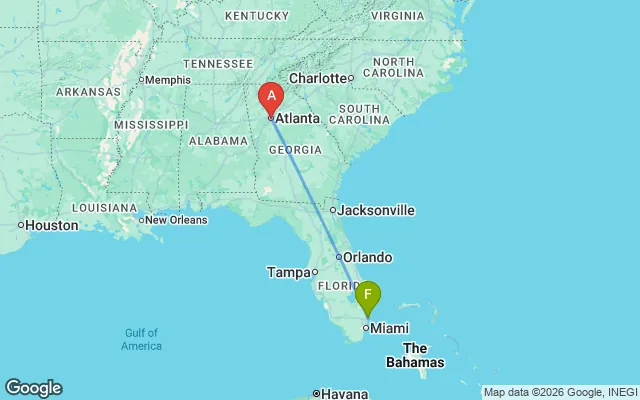 Flight path from Fort Lauderdale to Atlanta