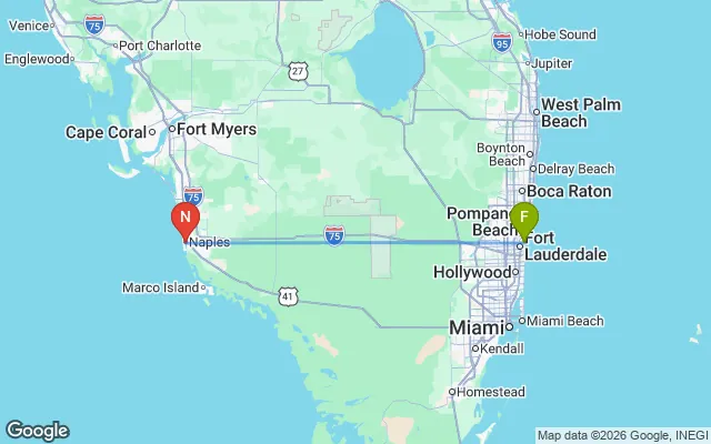 Flight path from Fort Lauderdale to Naples