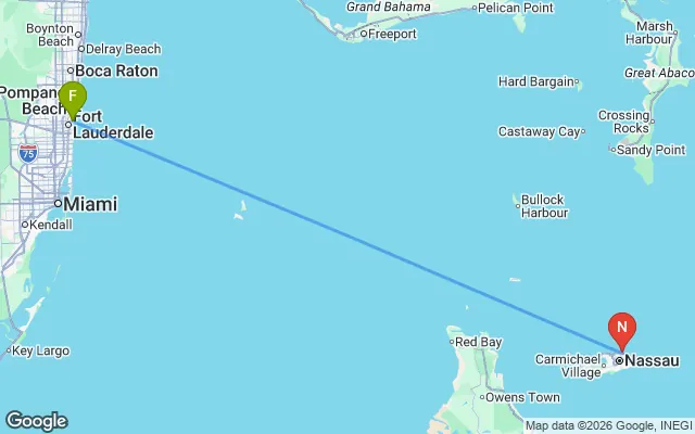 Flight path from Fort Lauderdale to Nassau