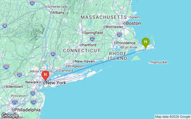 Flight path from Hyannis to New York