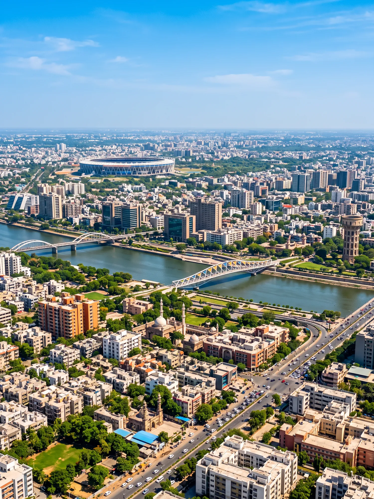 Image of Panoramic Cityscape View Of Ahmedabad In Bright Daylight