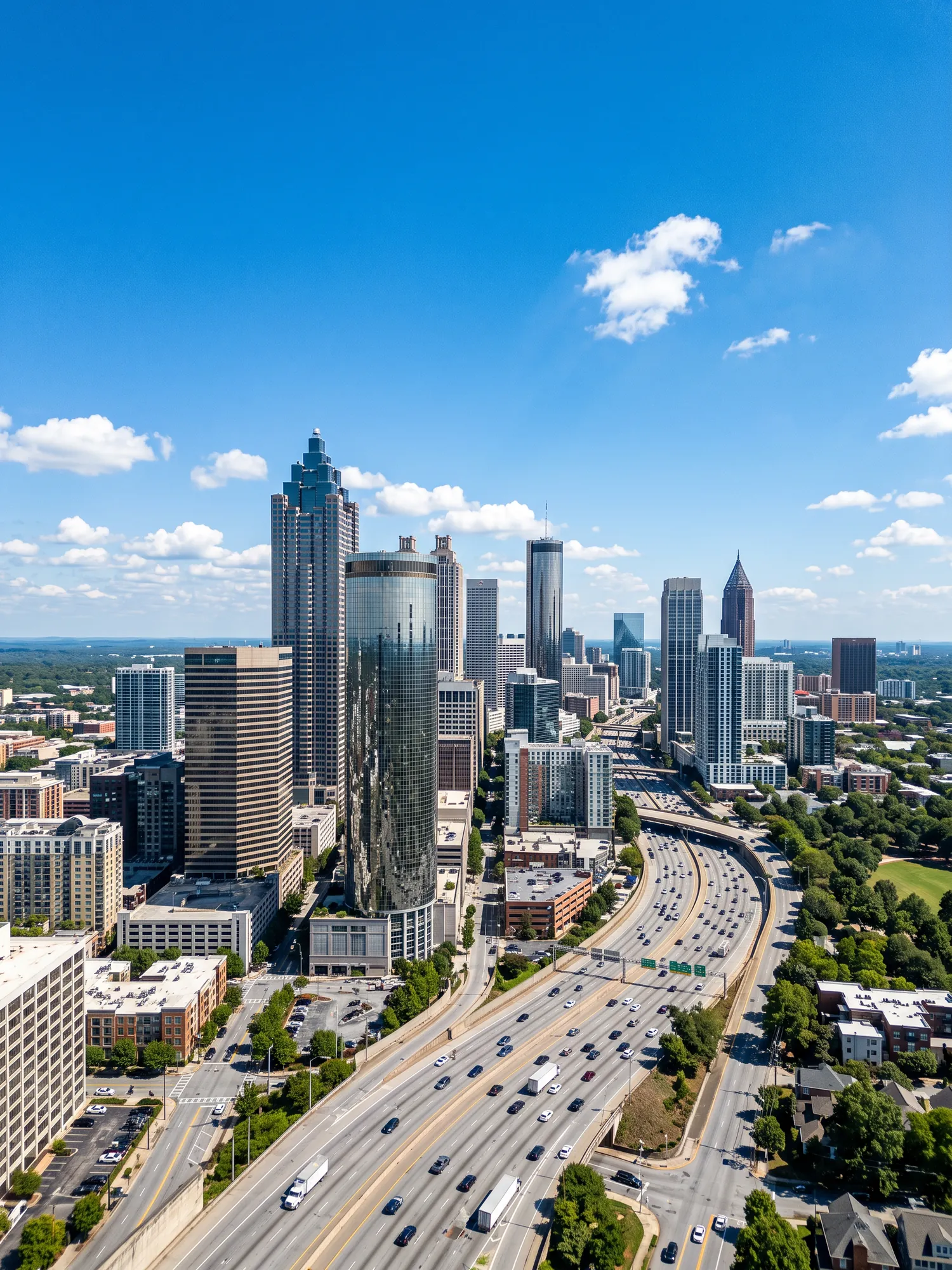 Image of Panoramic Cityscape View Of Atlanta In Bright Daylight