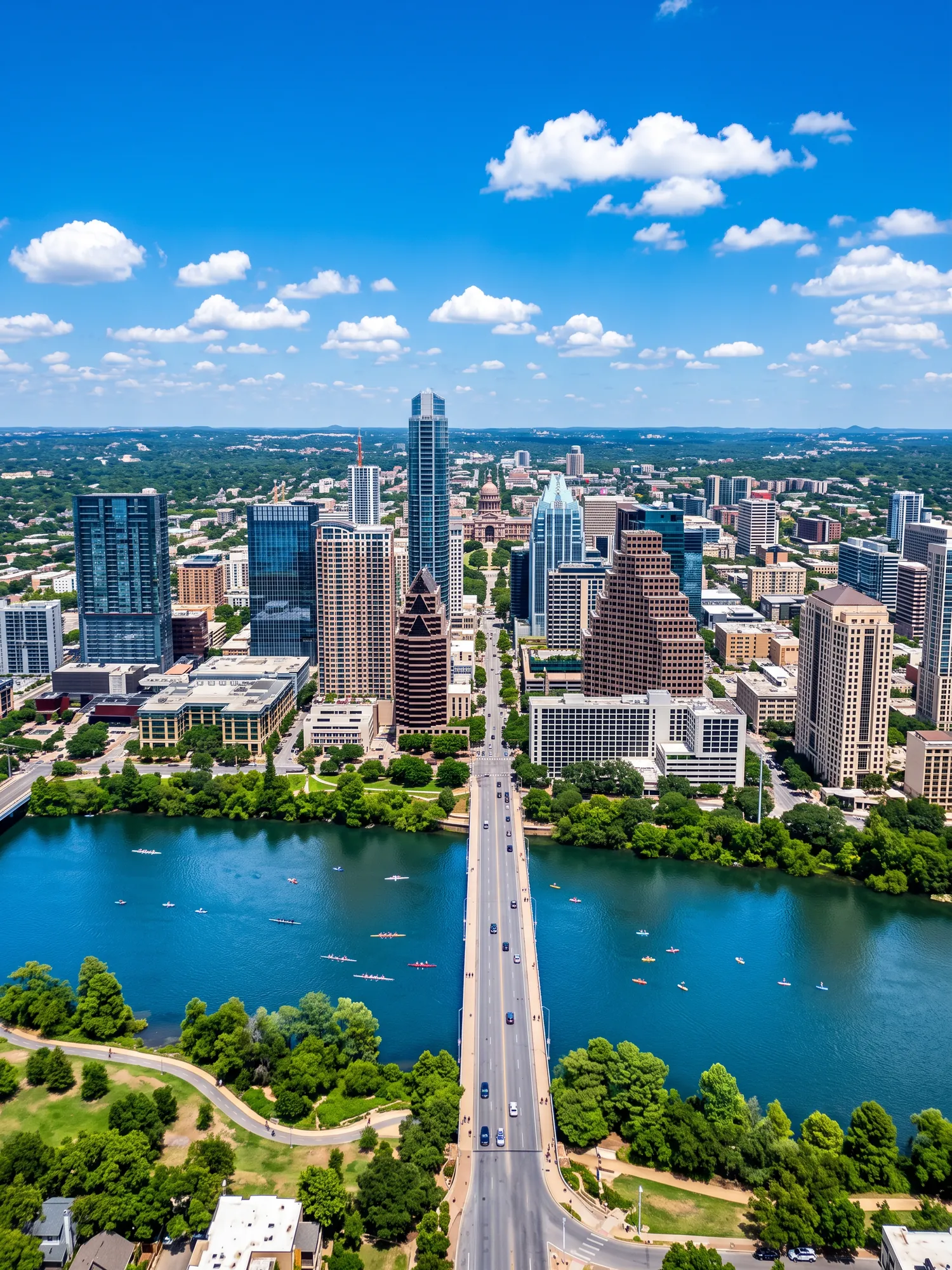 Image of Panoramic Cityscape View Of Austin In Bright Daylight 1