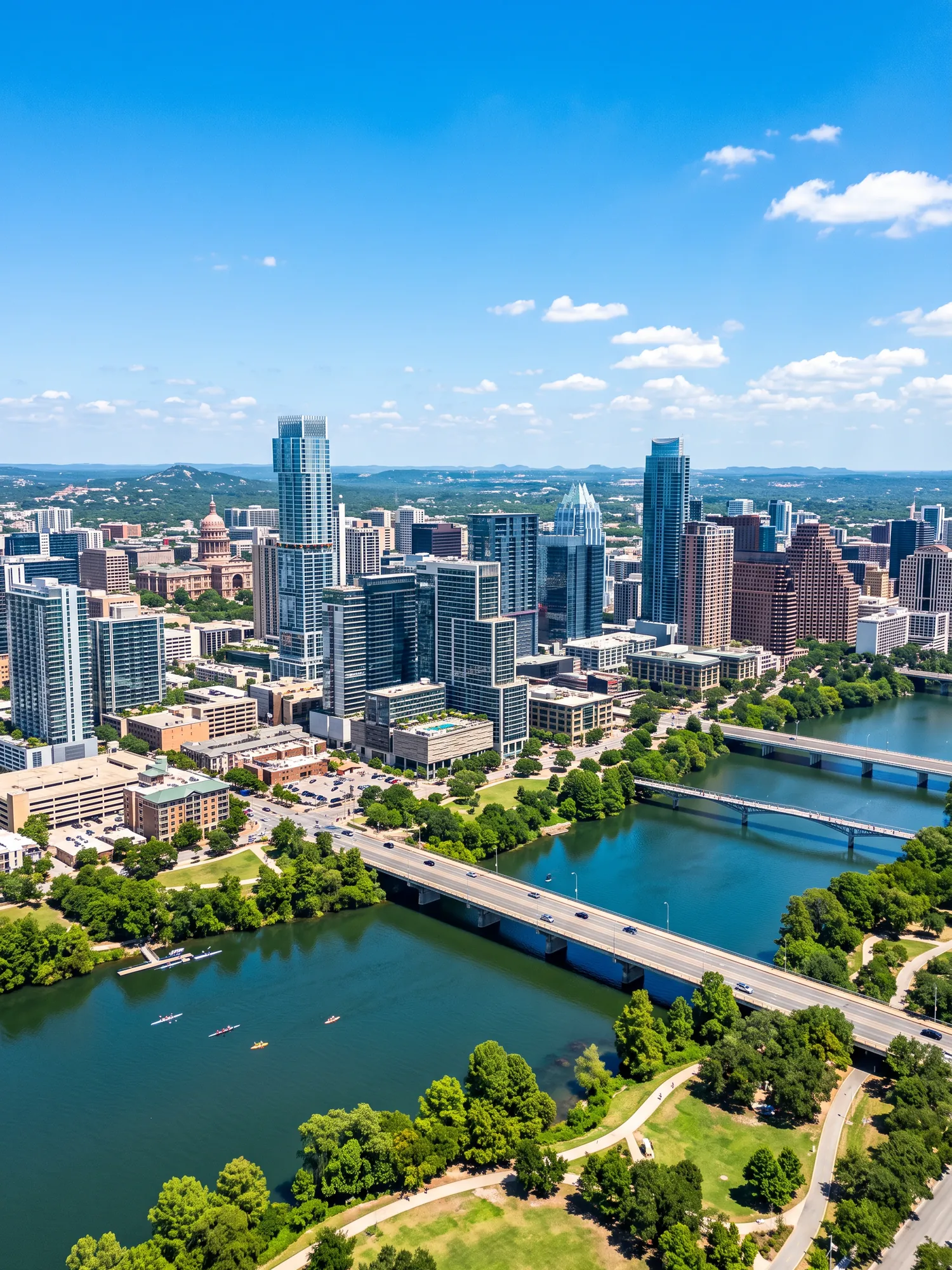 Image of Panoramic Cityscape View Of Austin In Bright Daylight 2