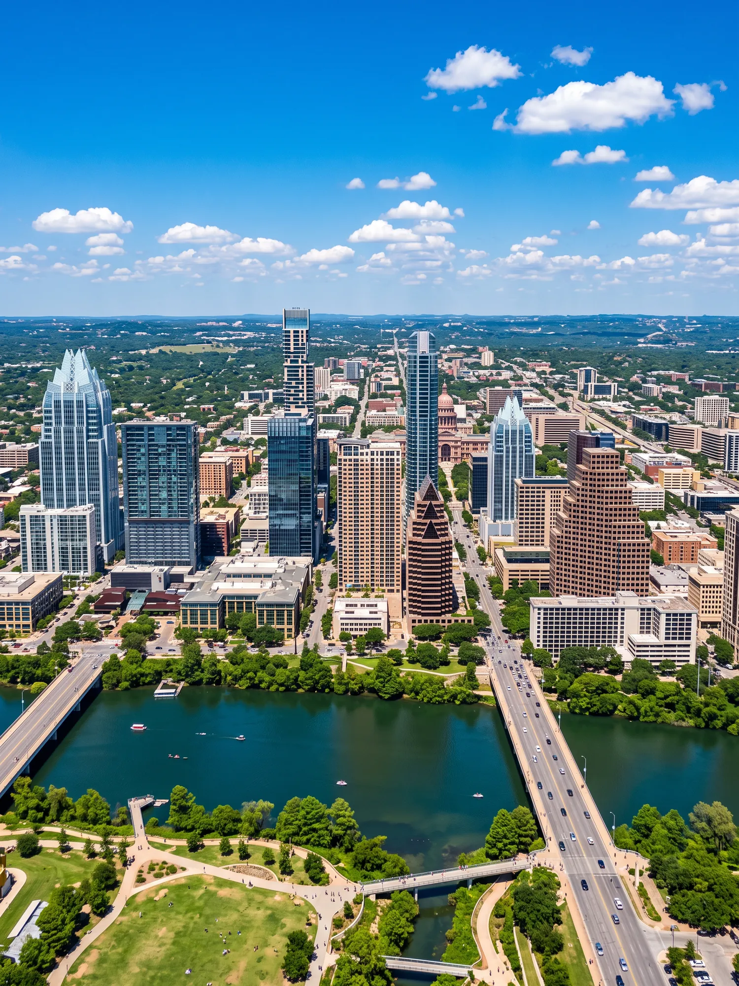 Image of Panoramic Cityscape View Of Austin In Bright Daylight 3