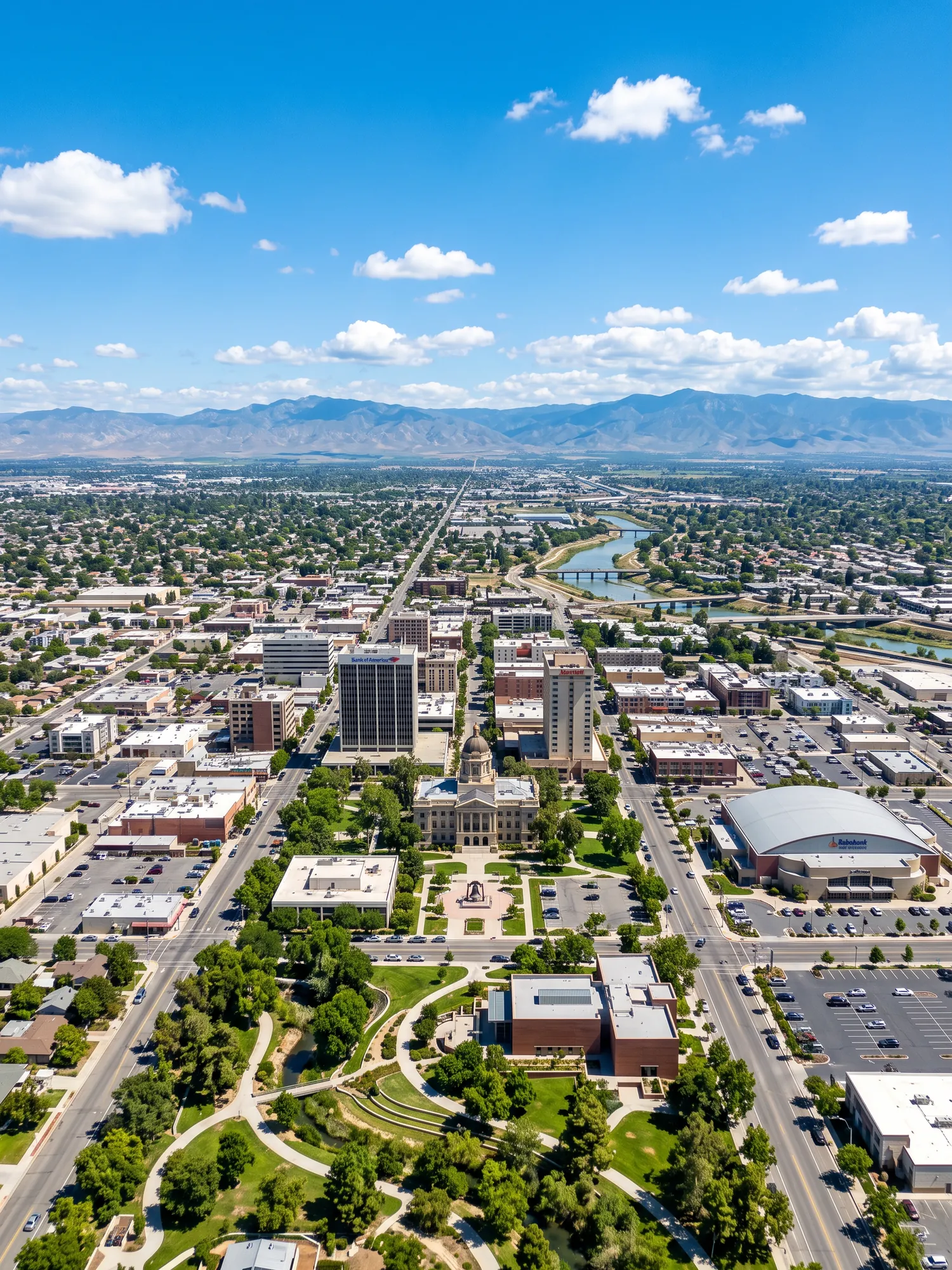 Image of Panoramic Cityscape View Of Bakersfield In Bright Daylight