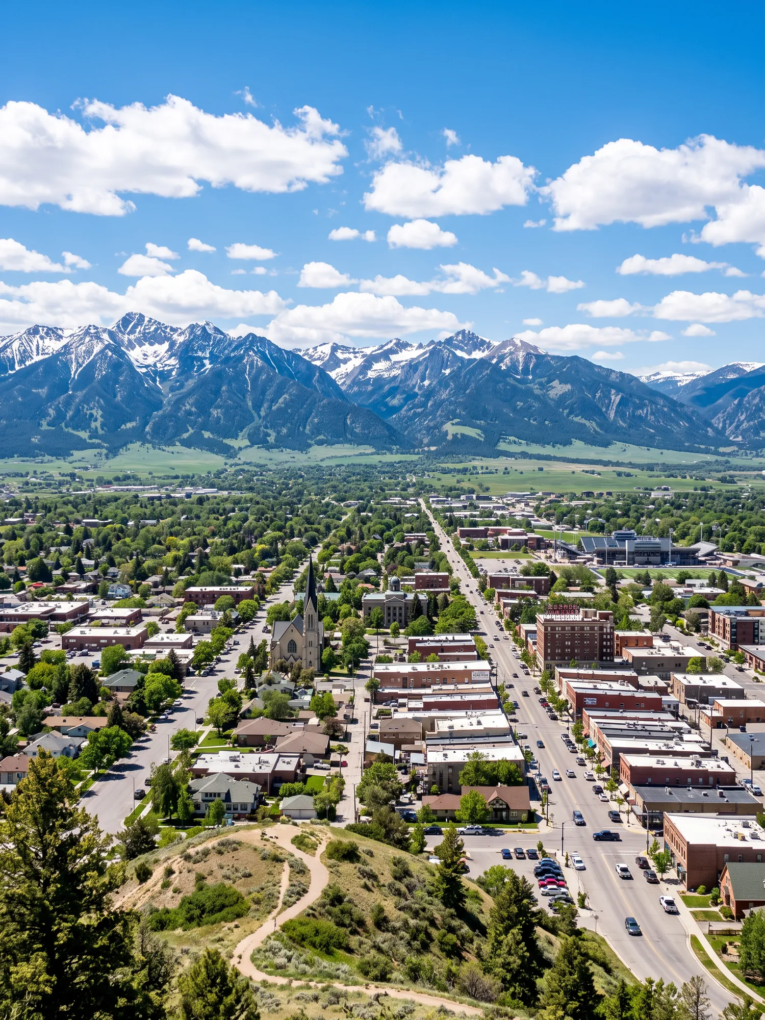 Image of Panoramic Cityscape View Of Bozeman In Bright Daylight 1