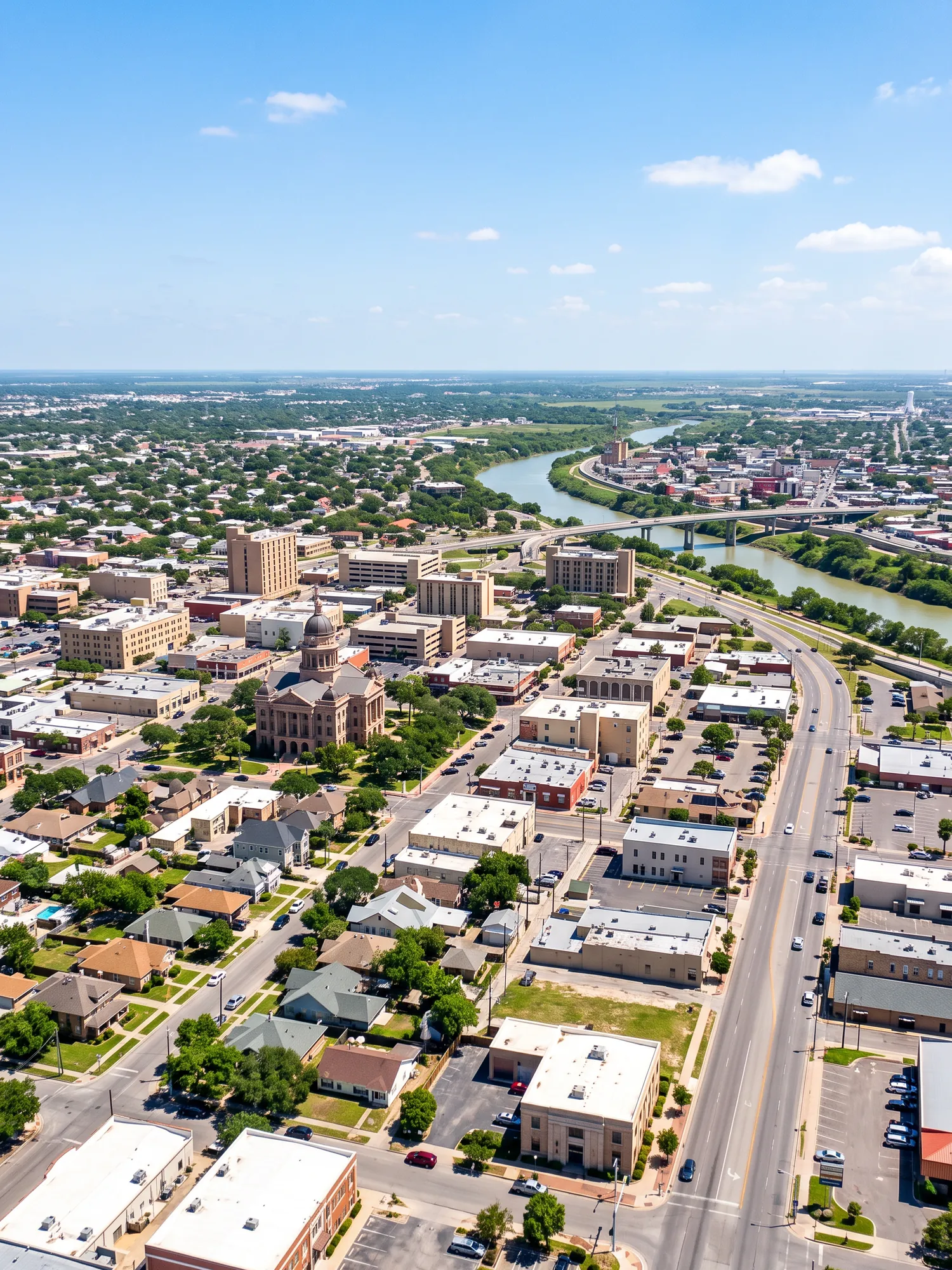 Image of Panoramic Cityscape View Of Brownsville In Bright Daylight
