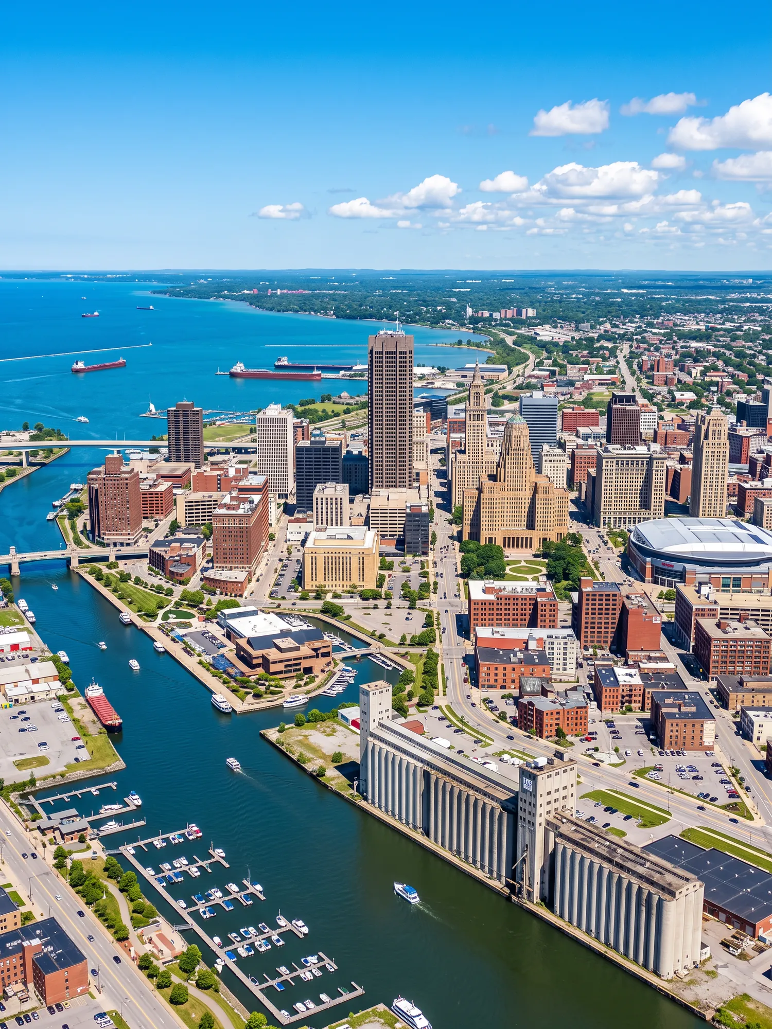 Image of Panoramic Cityscape View Of Buffalo In Bright Daylight