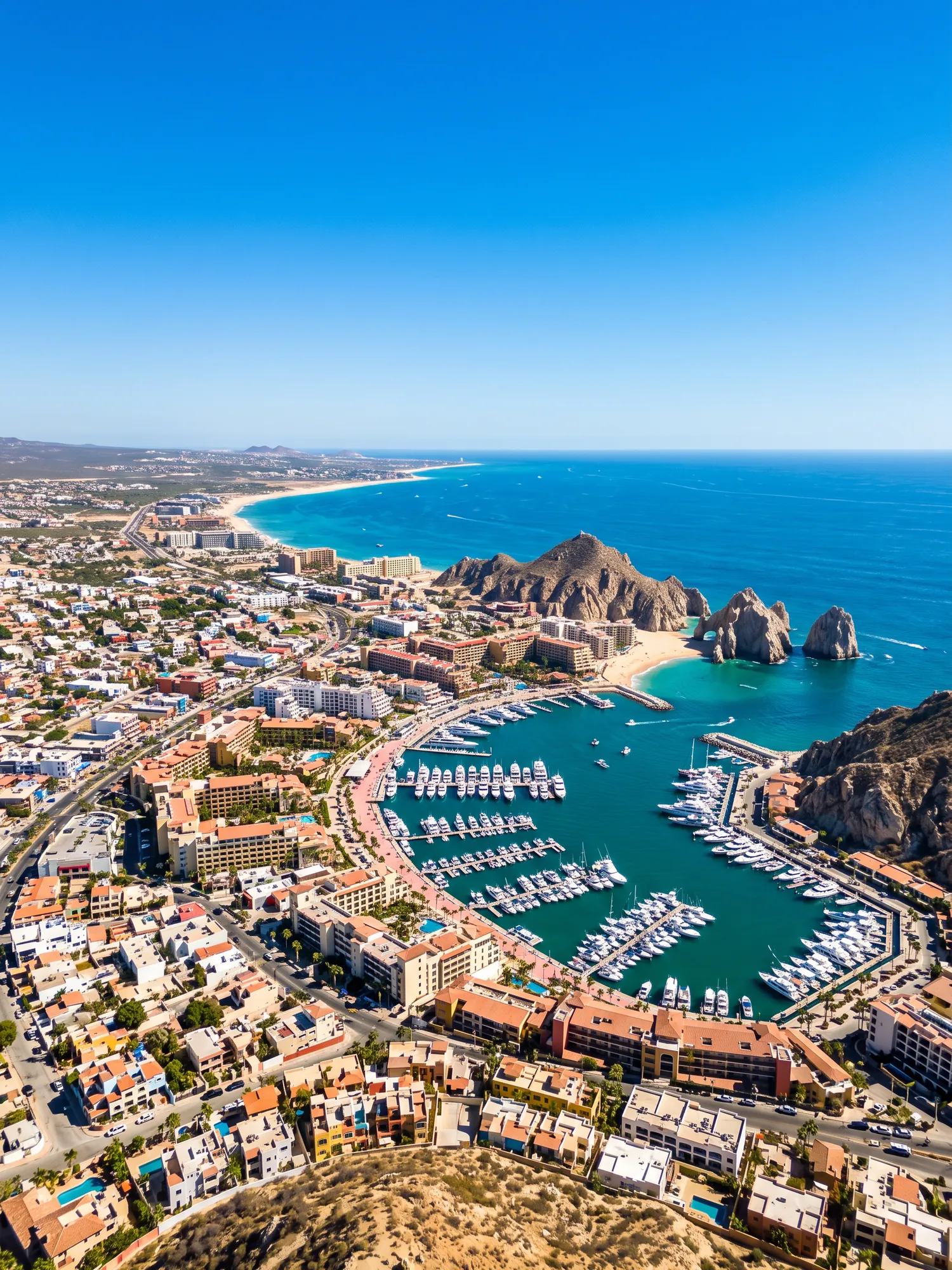 Image of Panoramic Cityscape View Of Cabo San Lucas In Bright Daylight
