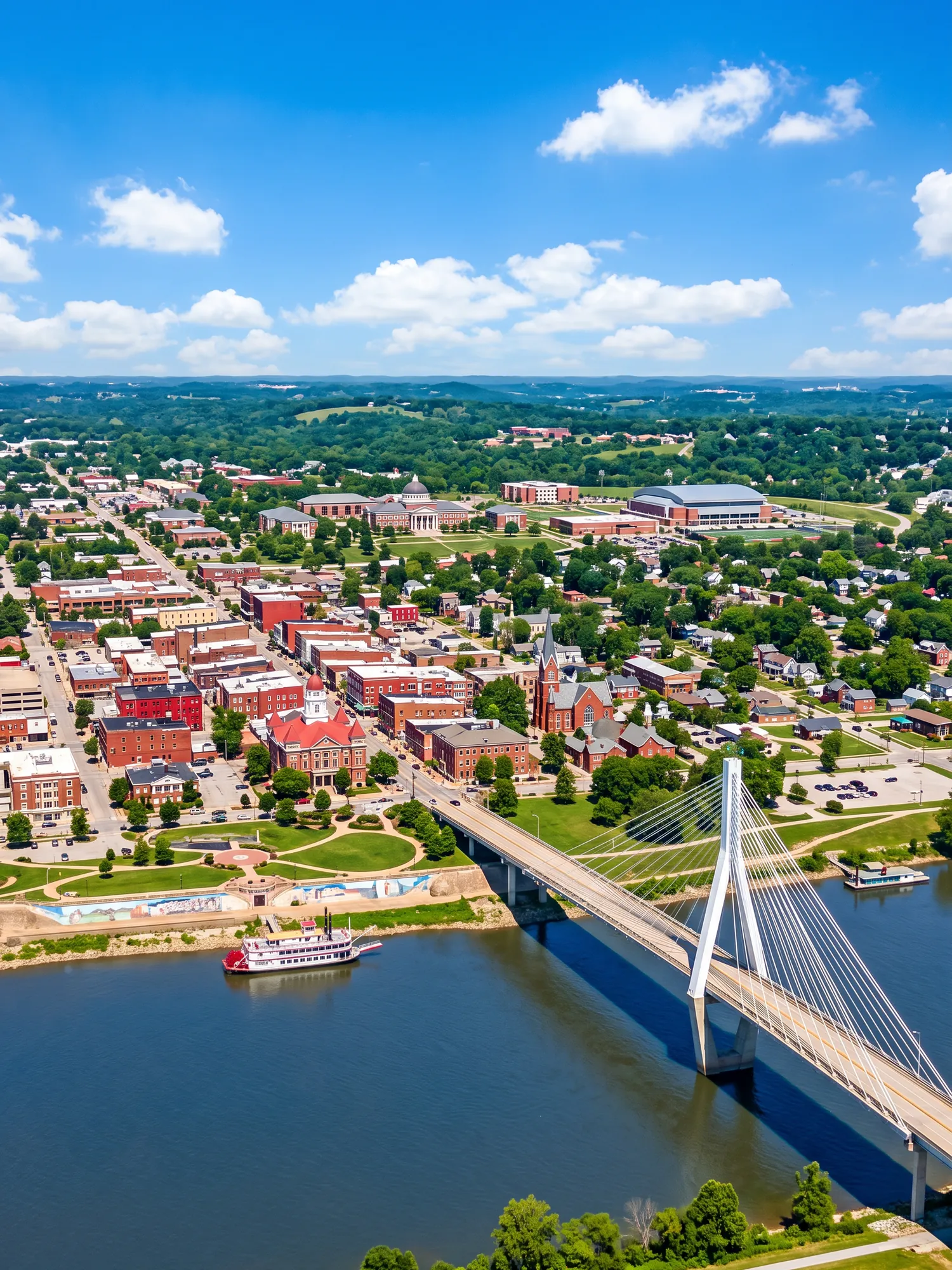 Image of Panoramic Cityscape View Of Cape Girardeau In Bright Daylight