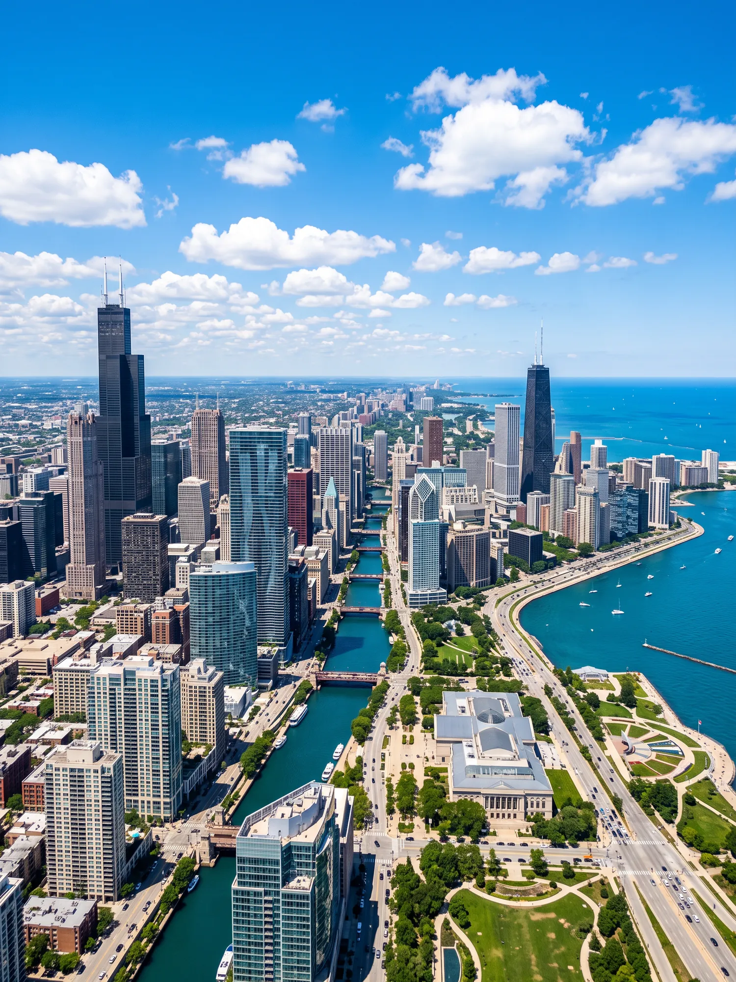 Image of Panoramic Cityscape View Of Chicago In Bright Daylight 2