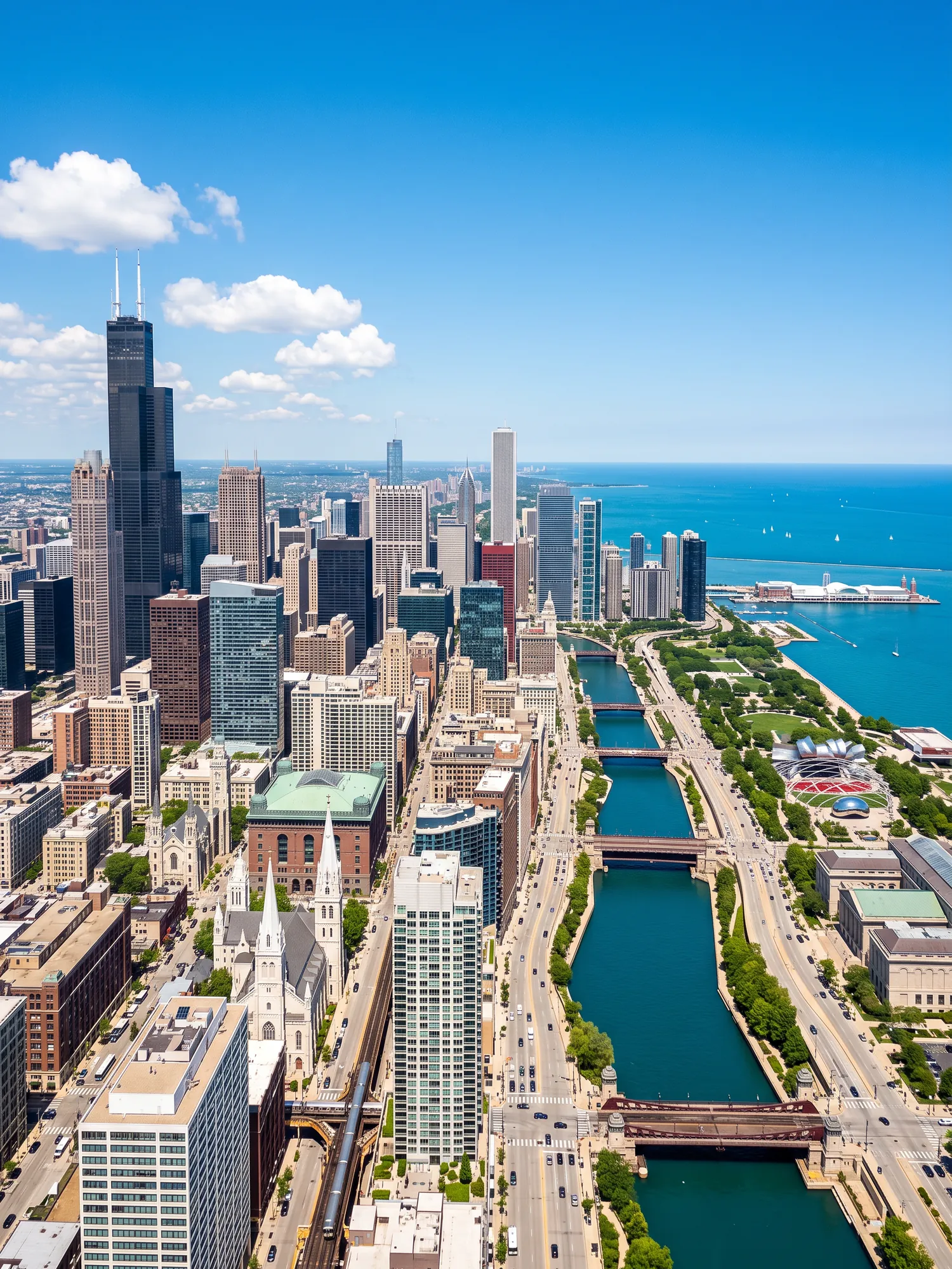 Image of Panoramic Cityscape View Of Chicago In Bright Daylight 3