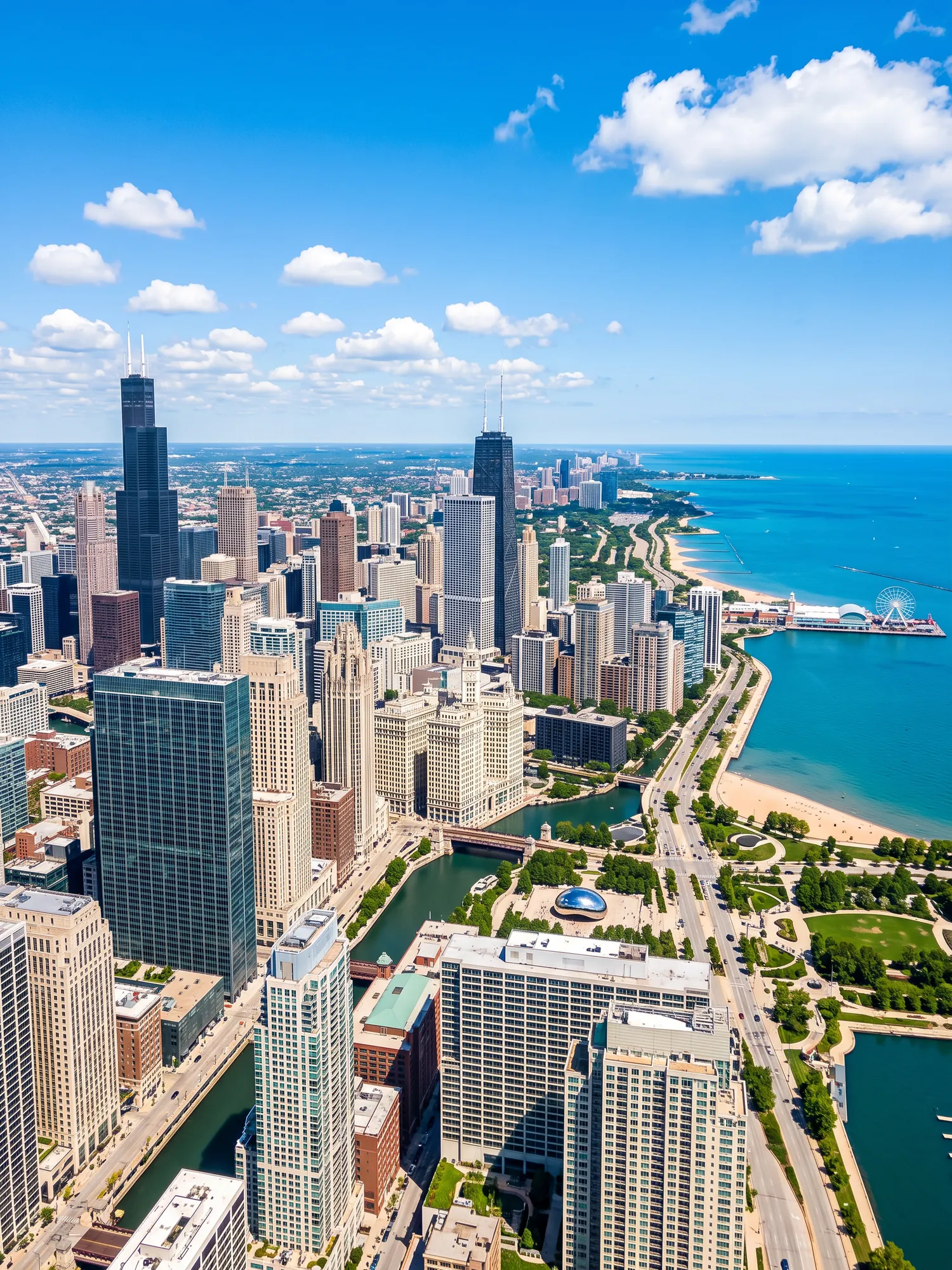 Image of Panoramic Cityscape View Of Chicago In Bright Daylight 4