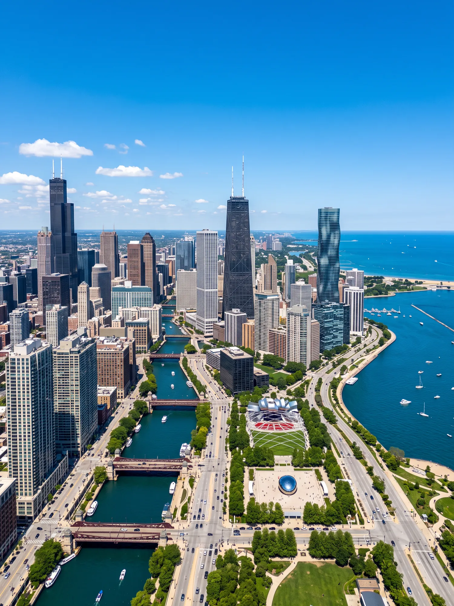 Image of Panoramic Cityscape View Of Chicago In Bright Daylight 6