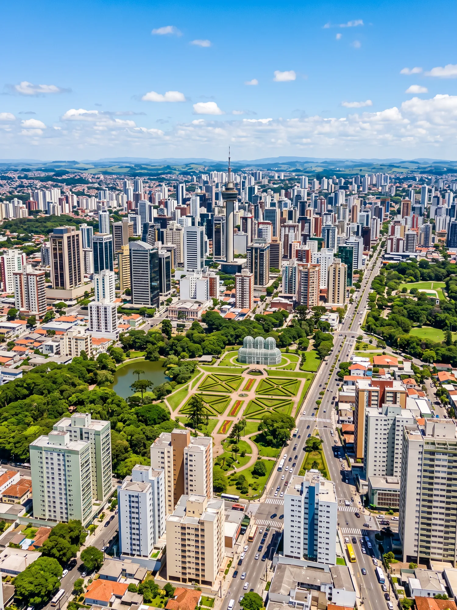 Image of Panoramic Cityscape View Of Curitiba In Bright Daylight
