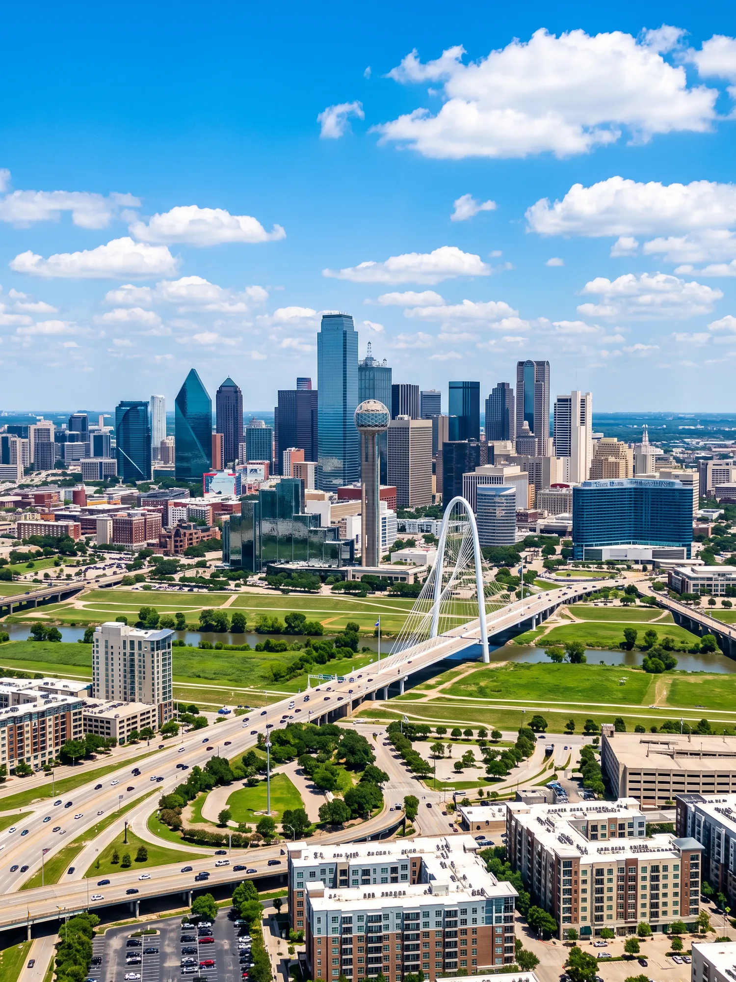 Image of Panoramic Cityscape View Of Dallas In Bright Daylight
