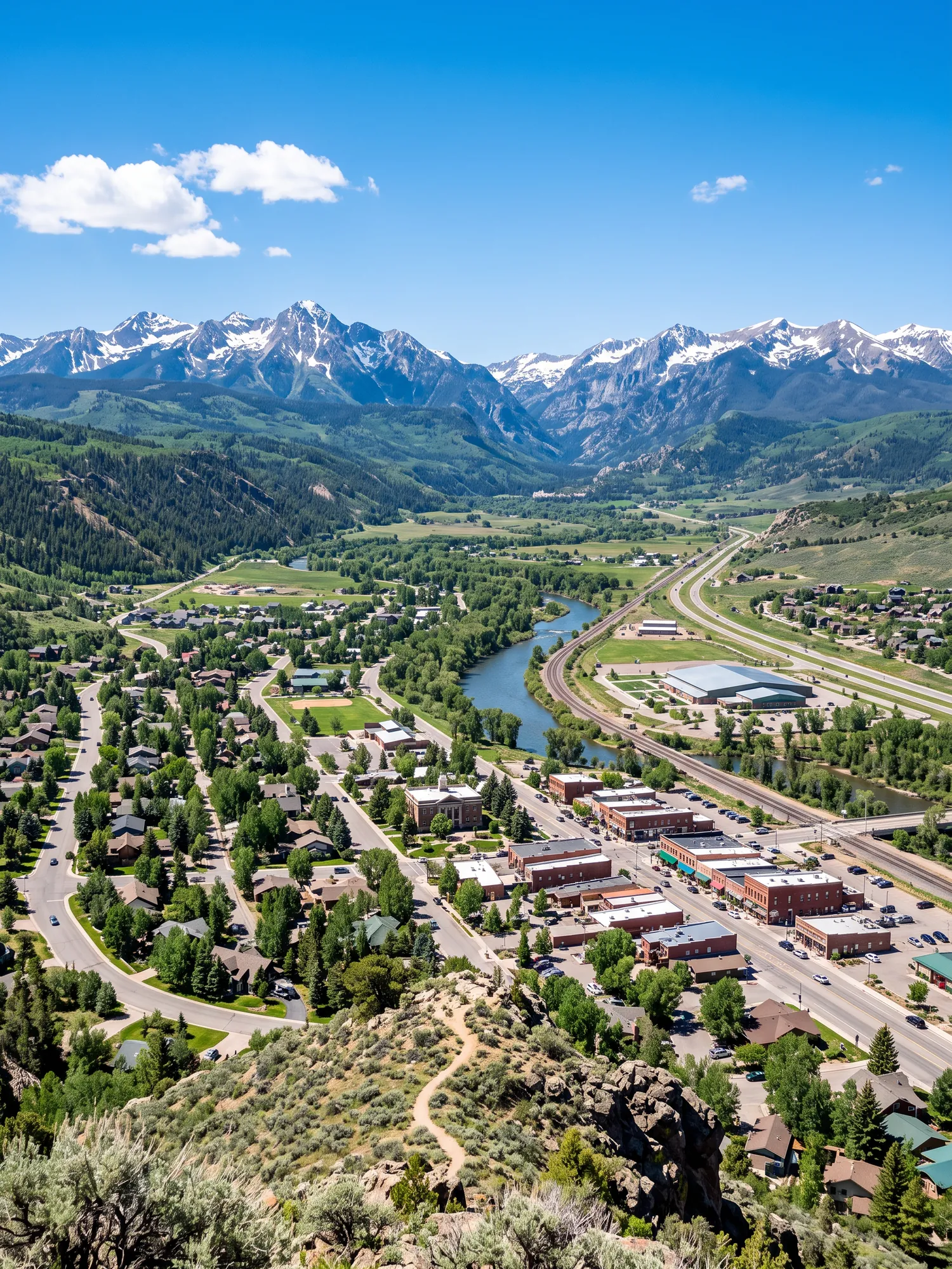 Image of Panoramic Cityscape View Of Eagle In Bright Daylight