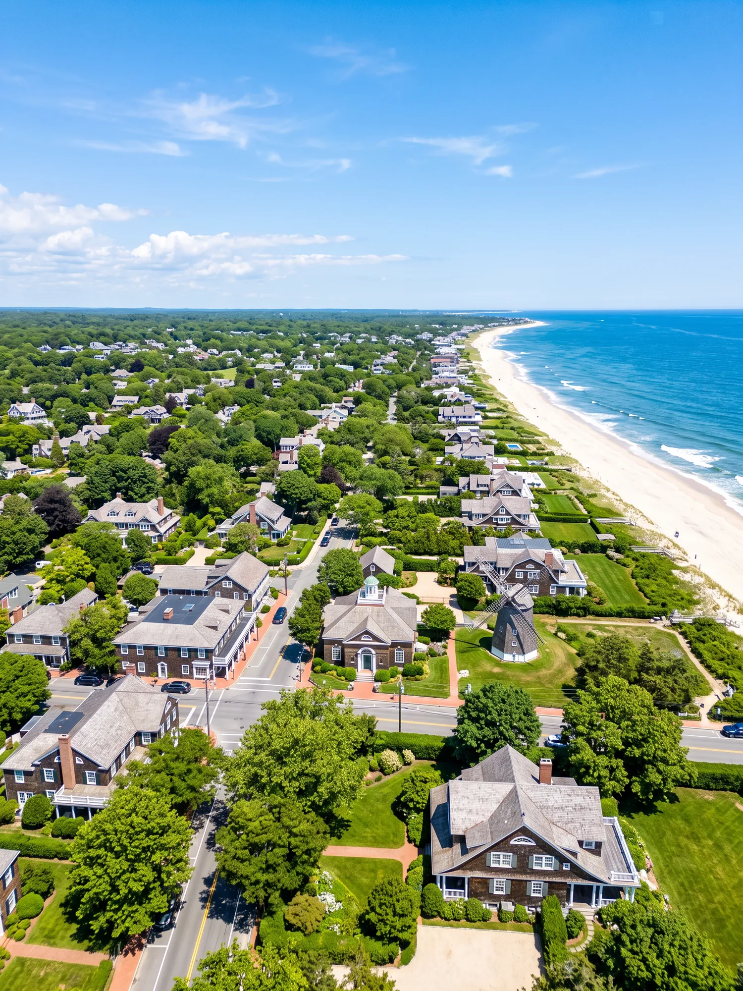 Image of Panoramic Cityscape View Of East Hampton In Bright Daylight