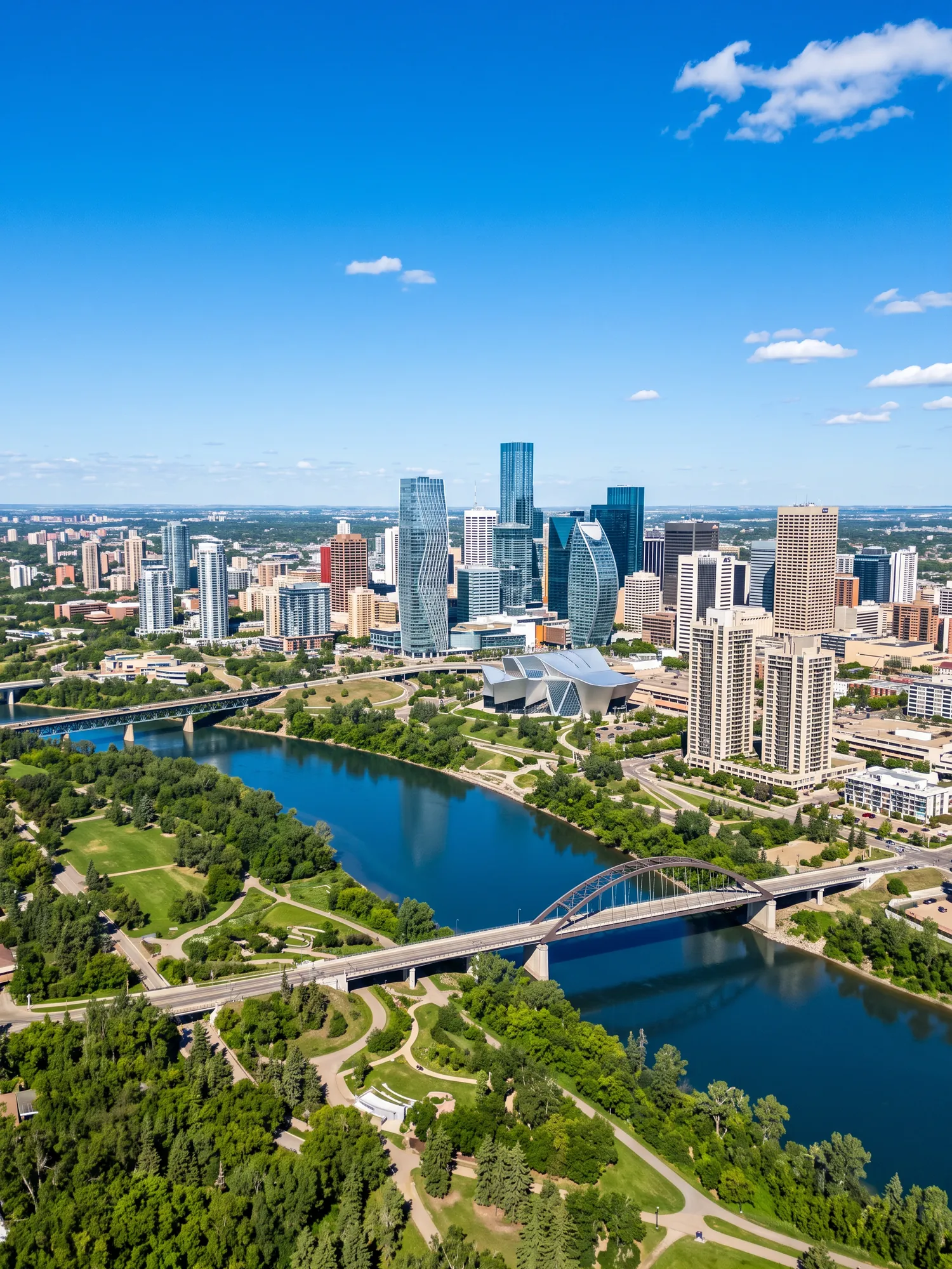 Image of Panoramic Cityscape View Of Edmonton In Bright Daylight