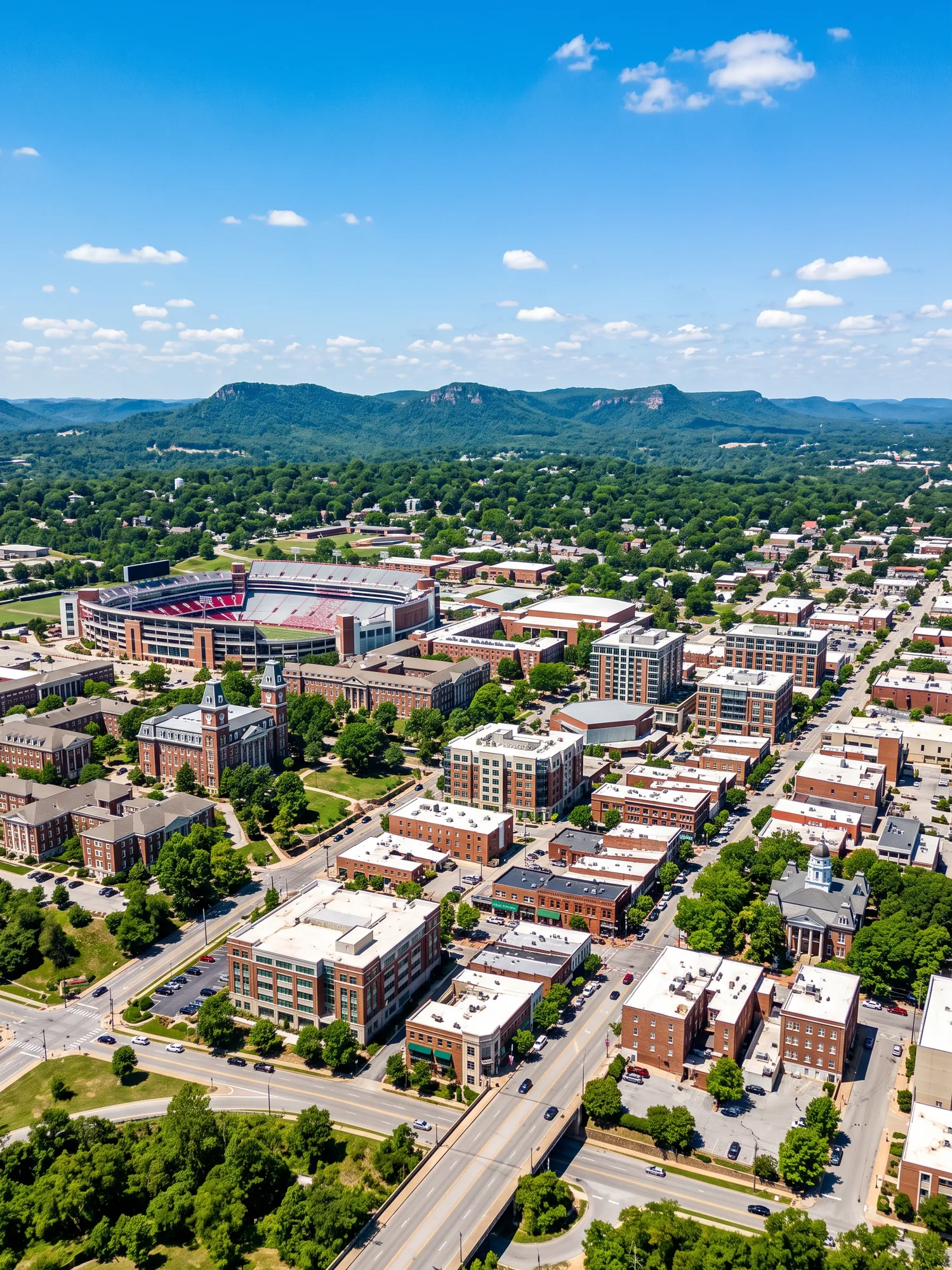 Image of Panoramic Cityscape View Of Fayetteville In Bright Daylight