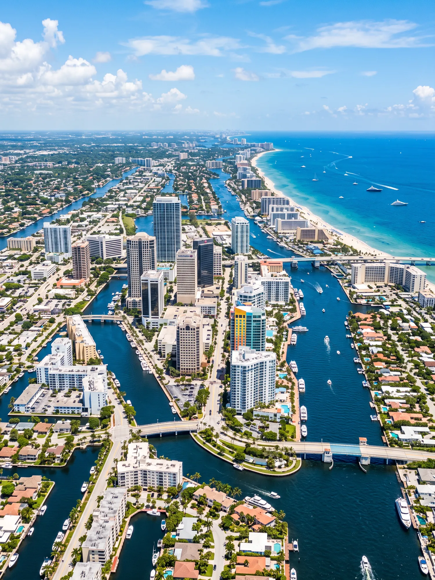 Image of Panoramic Cityscape View Of Fort Lauderdale In Bright Daylight