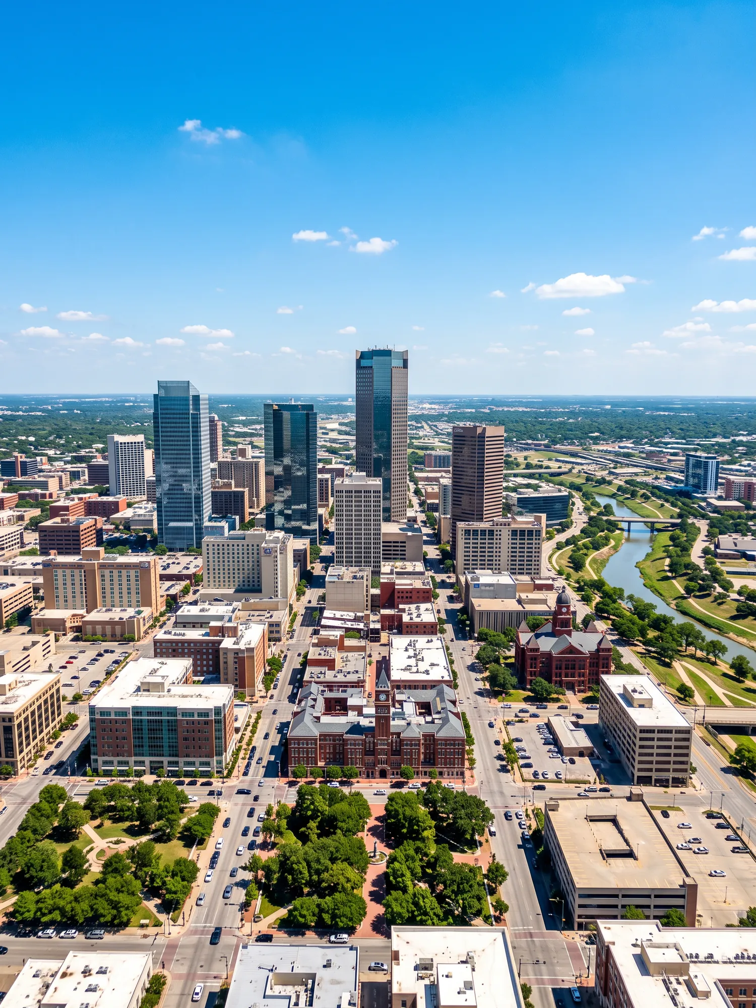 Image of Panoramic Cityscape View Of Fort Worth In Bright Daylight