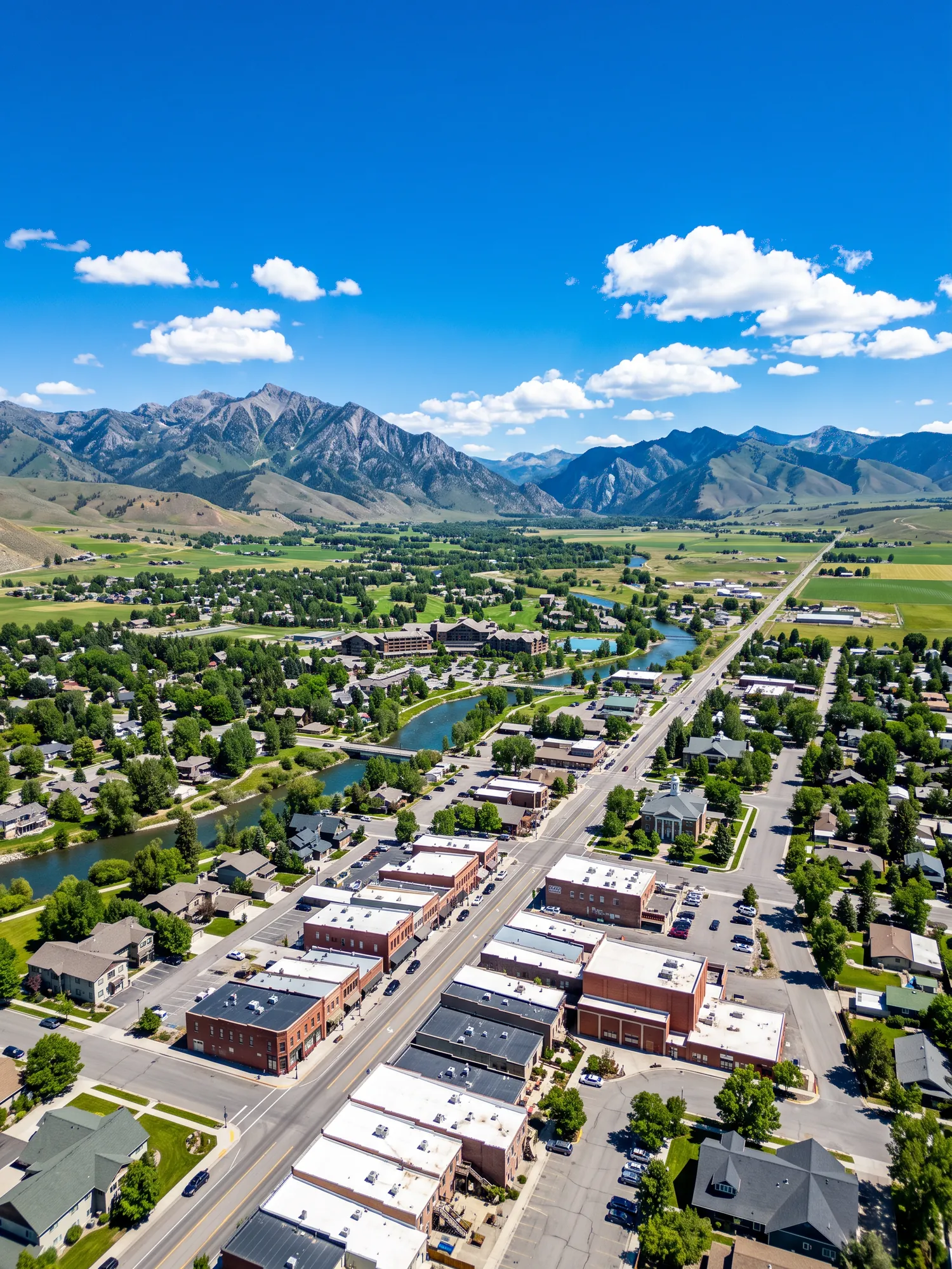 Image of Panoramic Cityscape View Of Hailey In Bright Daylight