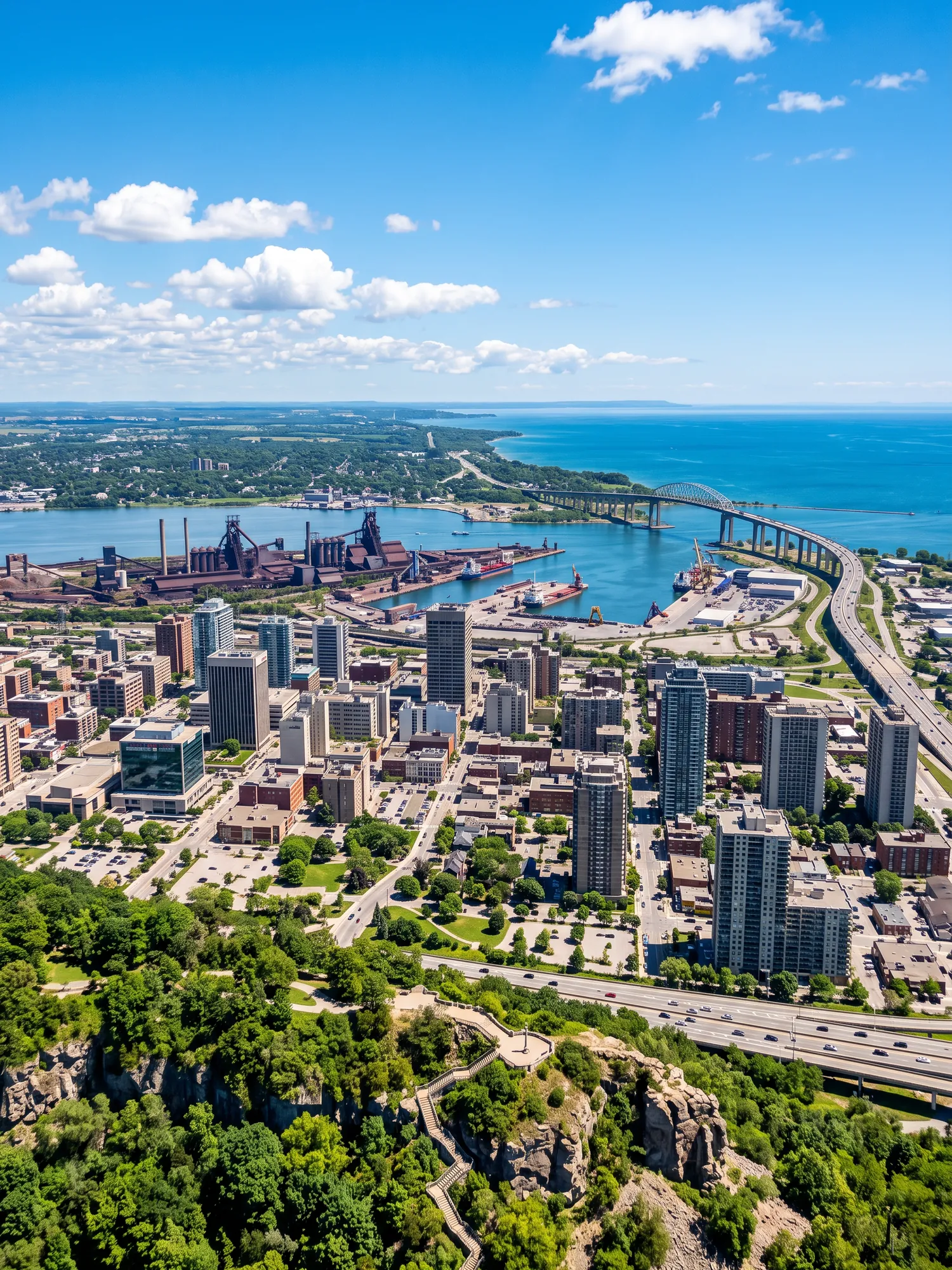 Image of Panoramic Cityscape View Of Hamilton In Bright Daylight