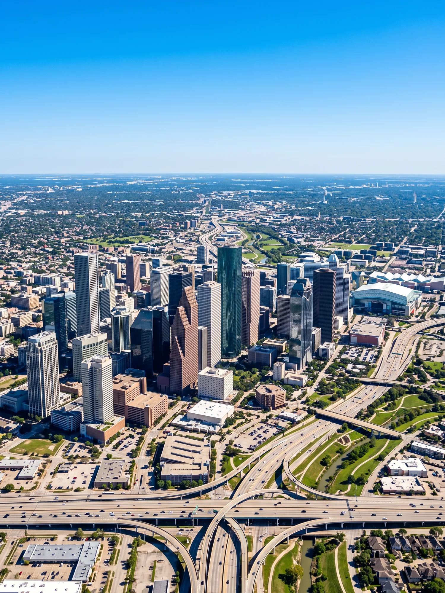 Image of Panoramic Cityscape View Of Houston In Bright Daylight 1