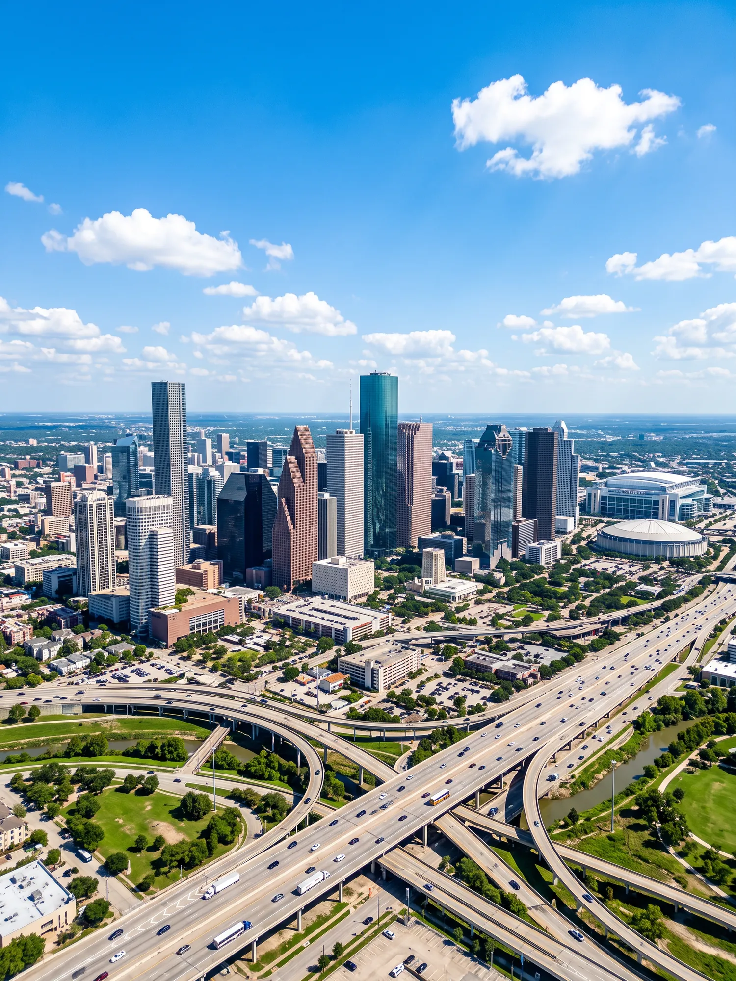 Image of Panoramic Cityscape View Of Houston In Bright Daylight 3