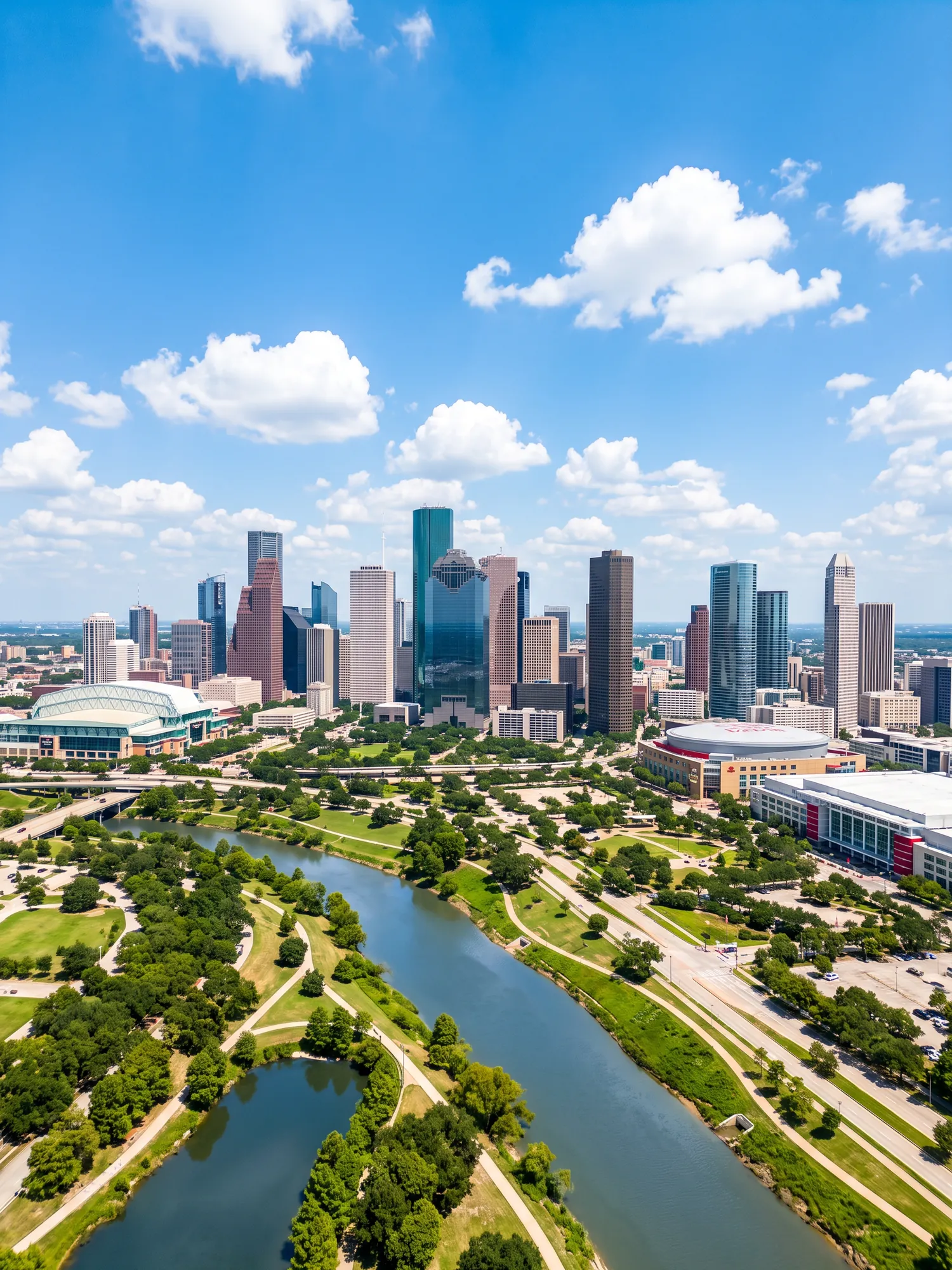Image of Panoramic Cityscape View Of Houston In Bright Daylight 4