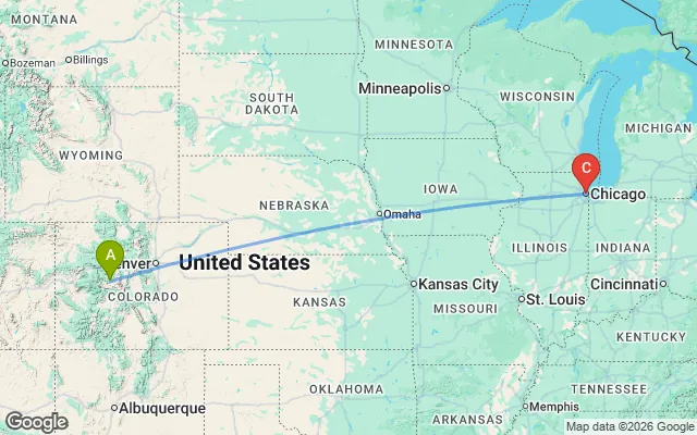 Flight path from Aspen to Chicago