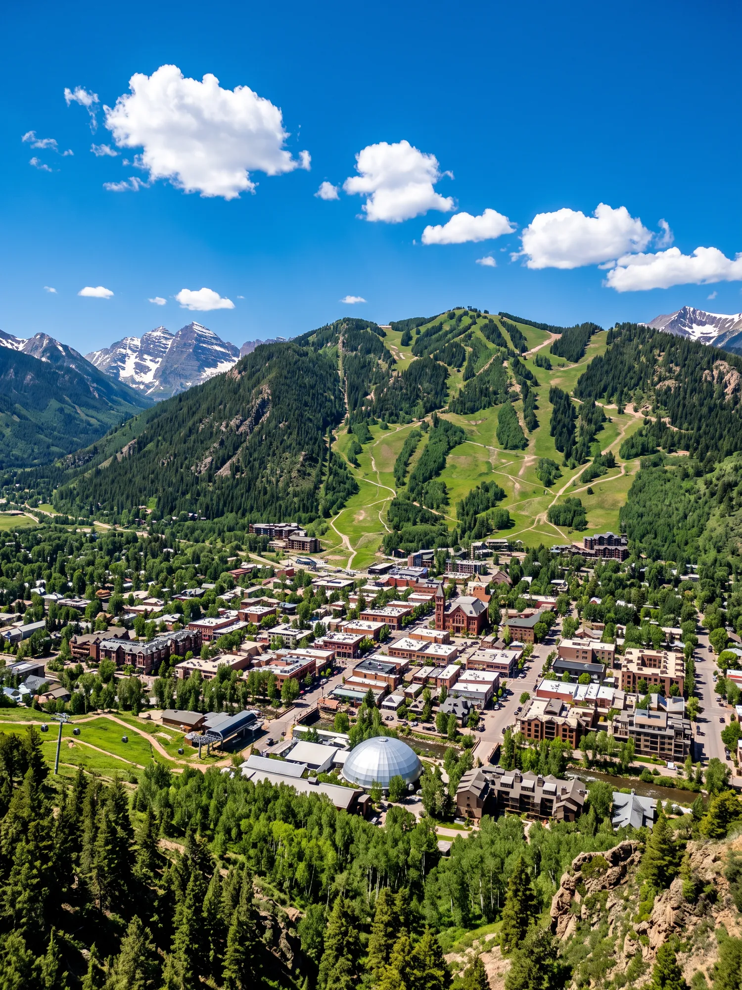 Image of Panoramic Cityscape View Of Aspen In Bright Daylight