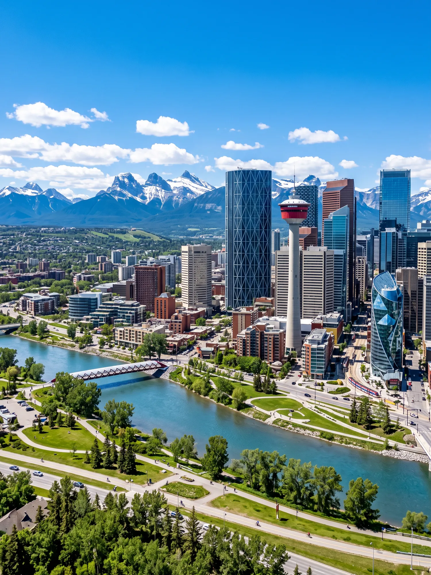 Image of Panoramic Cityscape View Of Calgary In Bright Daylight