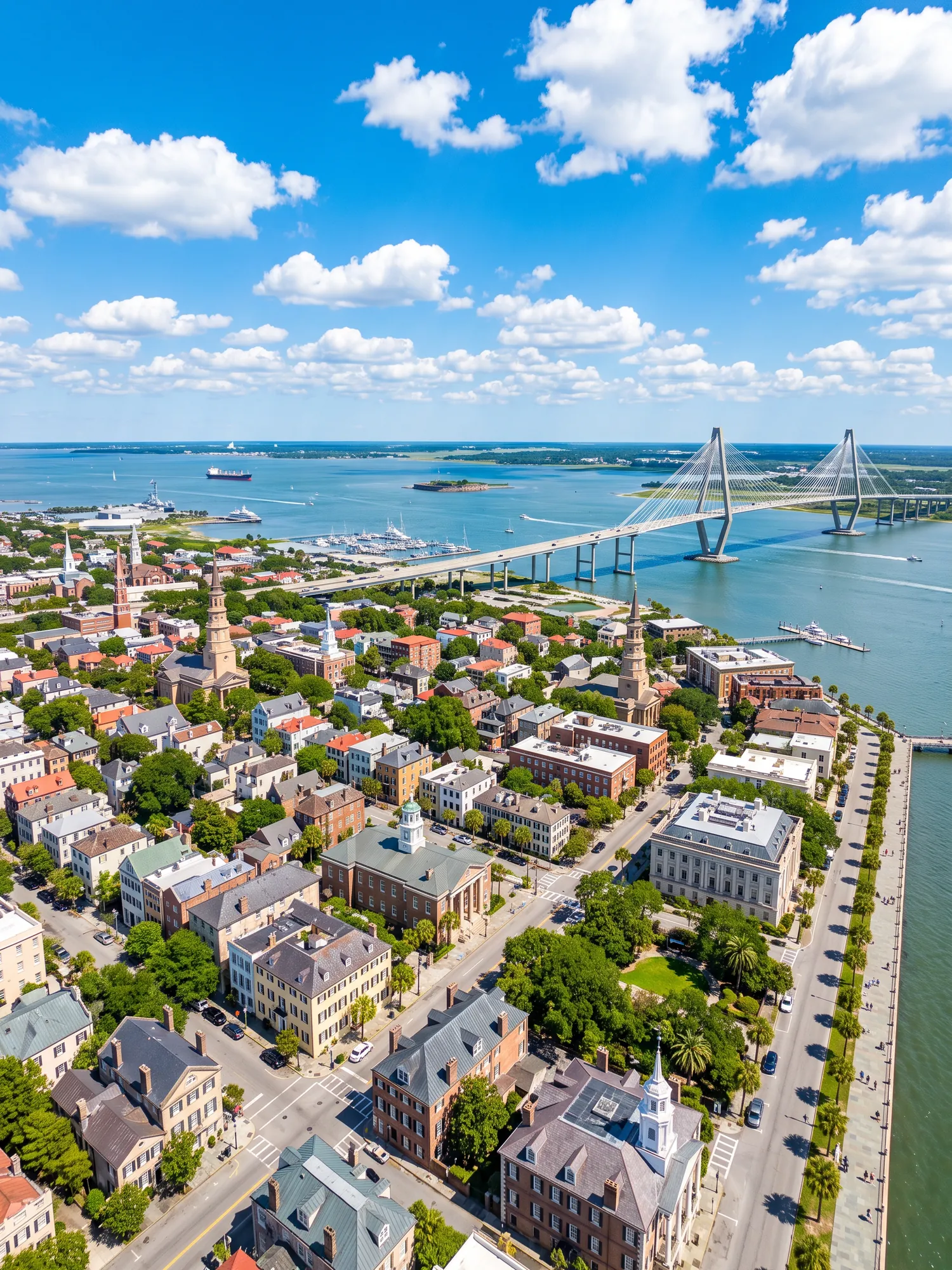 Image of Panoramic Cityscape View Of Charleston In Bright Daylight