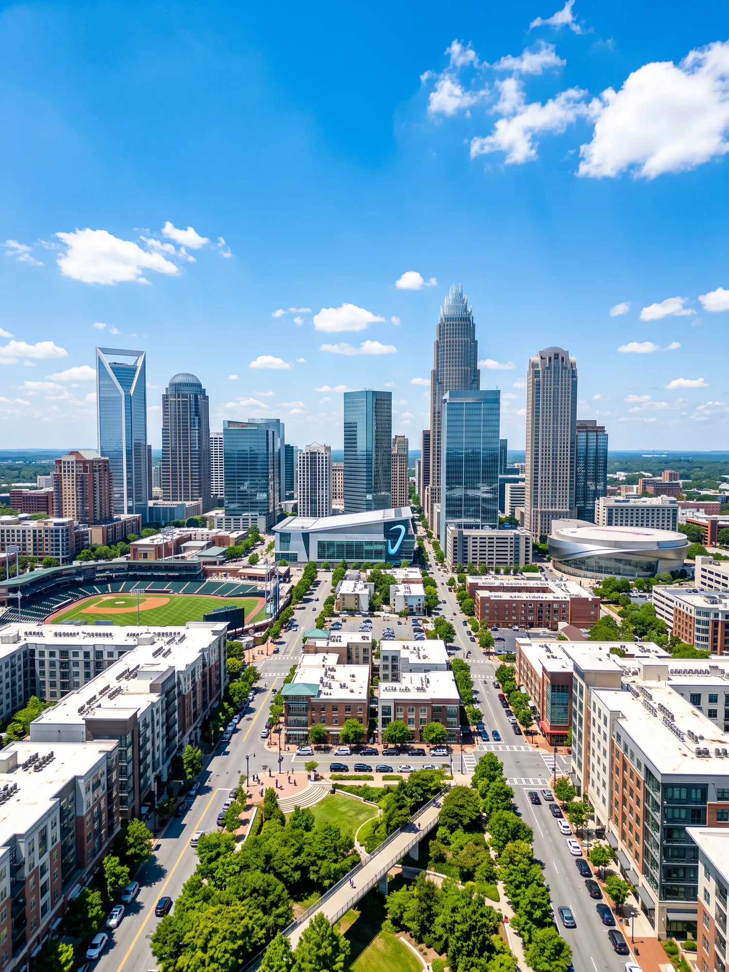 Image of Panoramic Cityscape View Of Charlotte In Bright Daylight 1