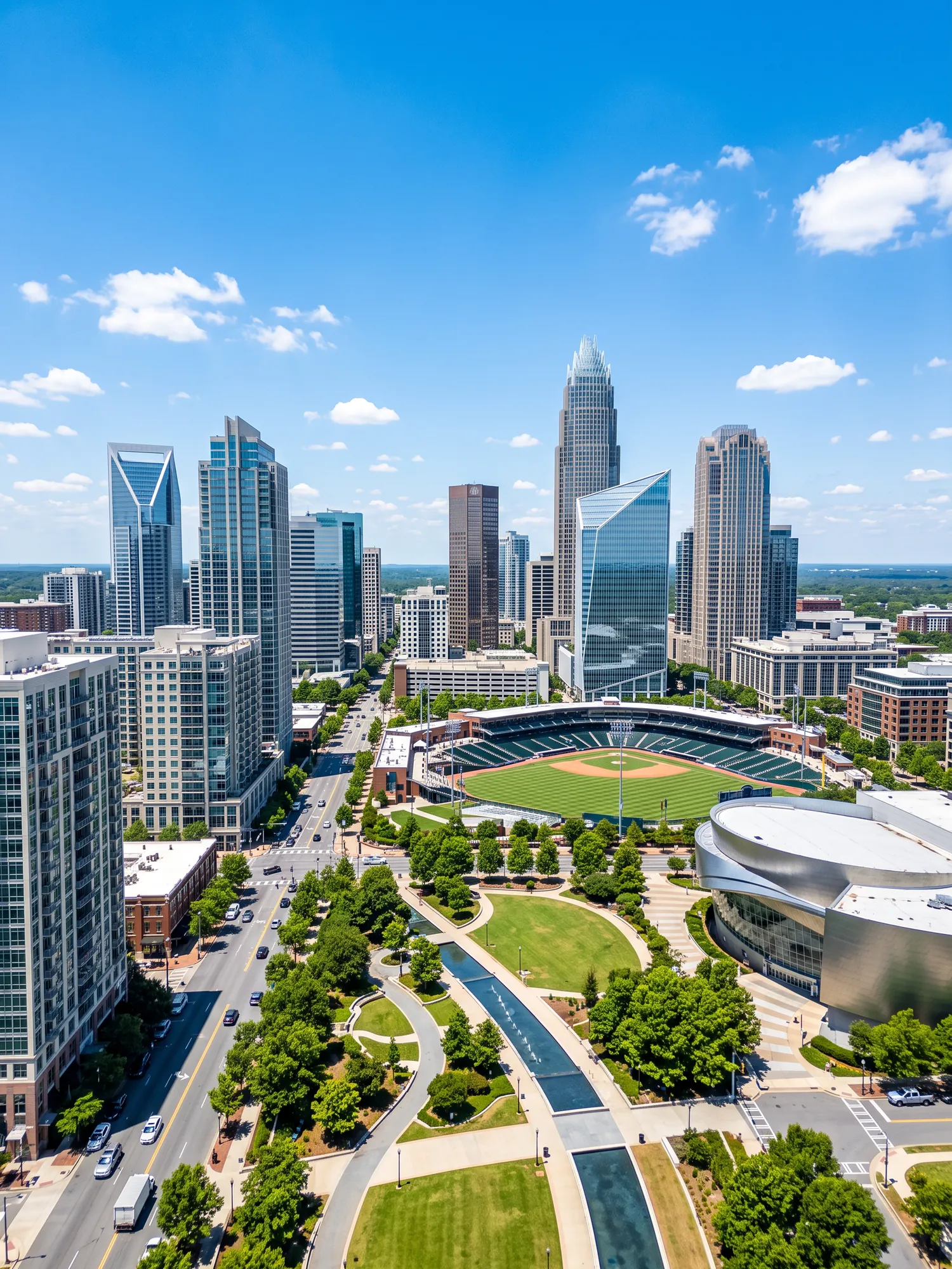 Image of Panoramic Cityscape View Of Charlotte In Bright Daylight